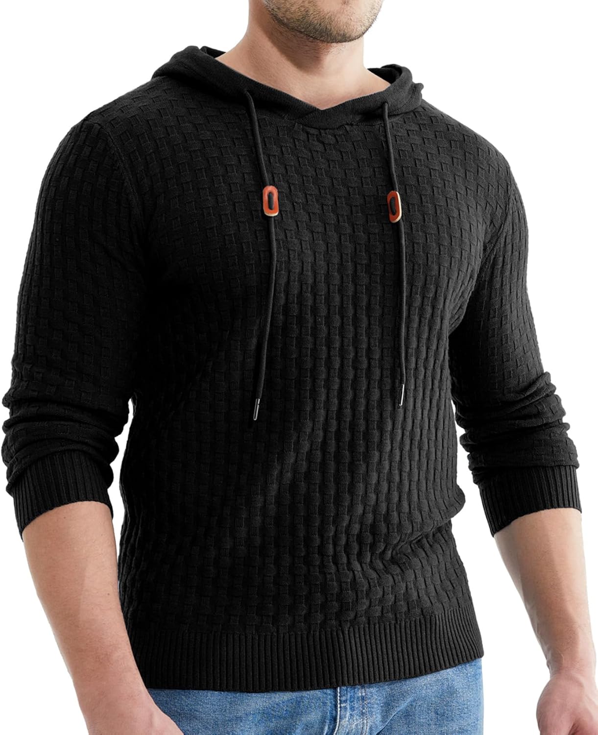 Soft Hooded Waffle Sweater by Askdeer