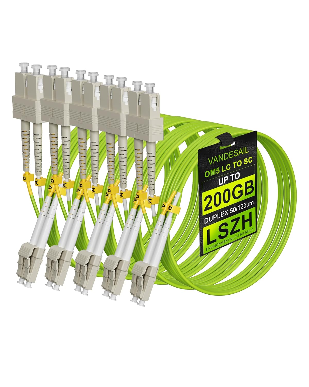 OM5 Duplex Fiber Cords Multi Mode 5 Pack for High-Speed Networks