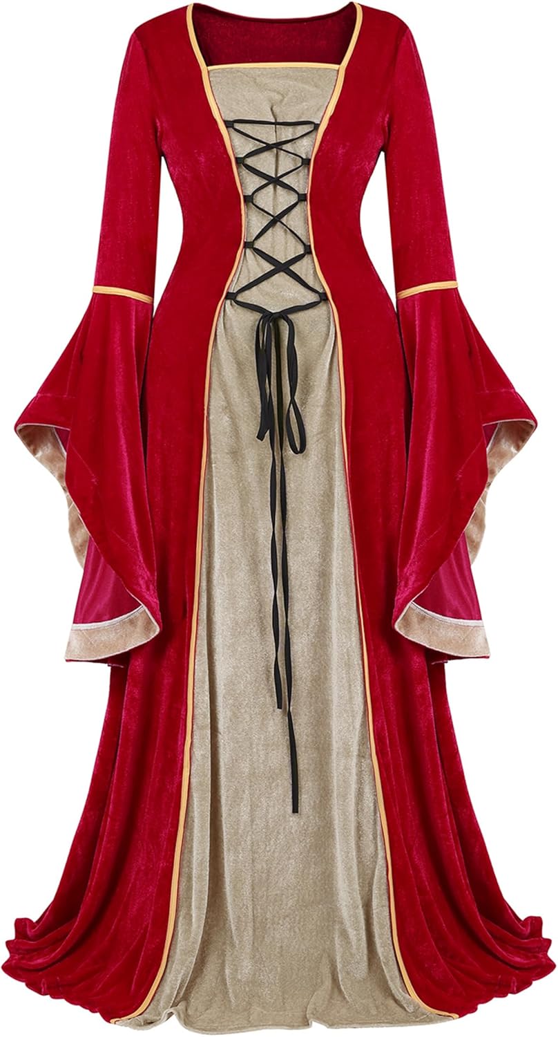 Renaissance Costume Women Velvet Irish Dress for Events
