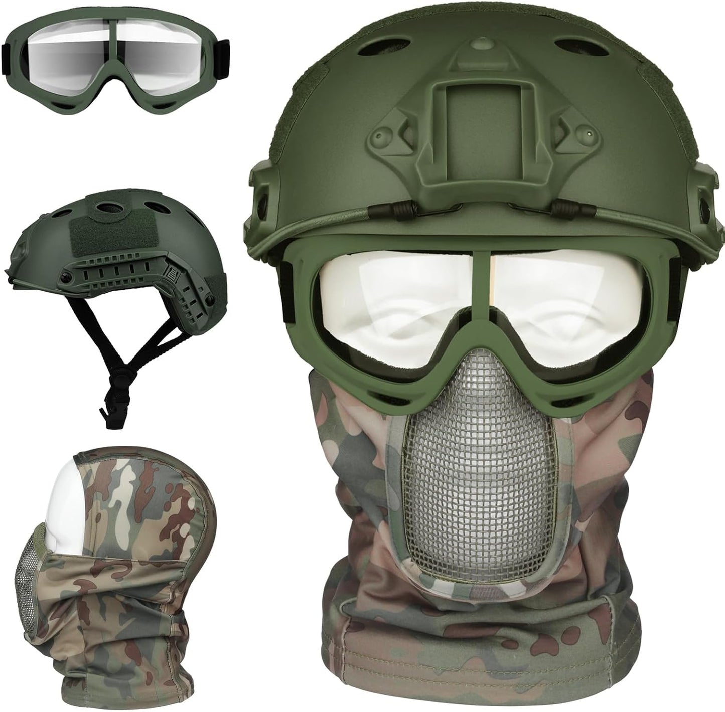 Airsoft Helmet Tactical Gear with Full Face Protection and Goggles