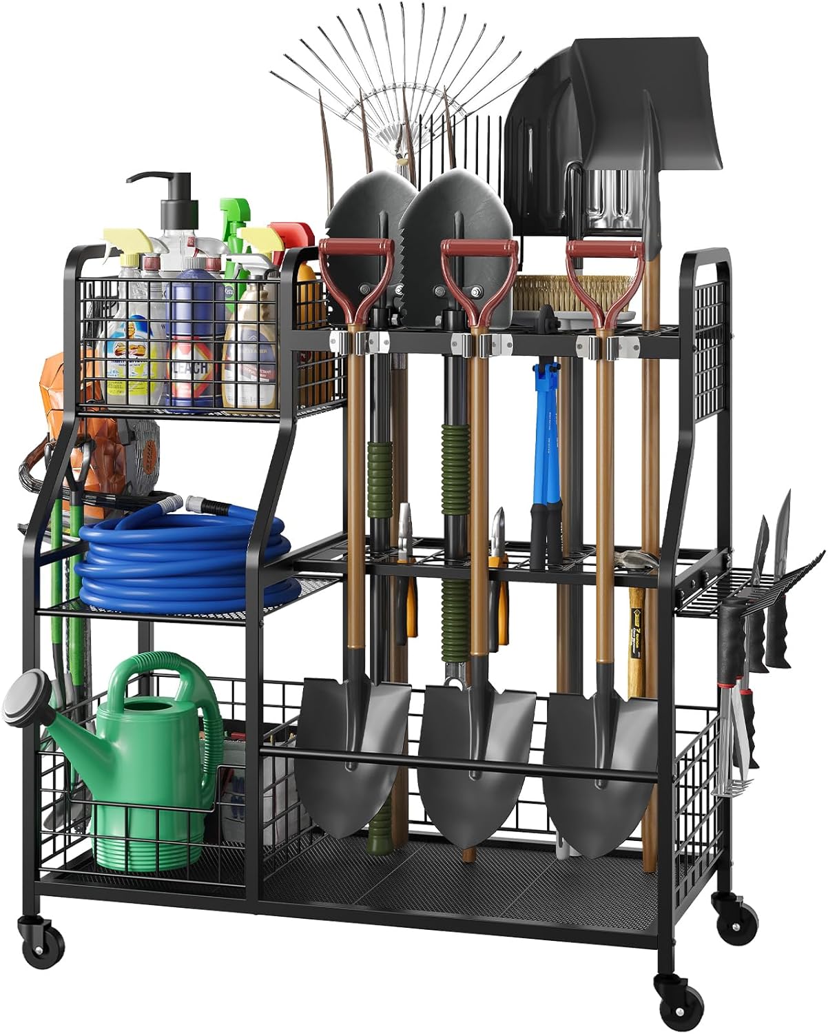 Heavy Duty Garden Tool Organizer with Wheels for Storage Needs