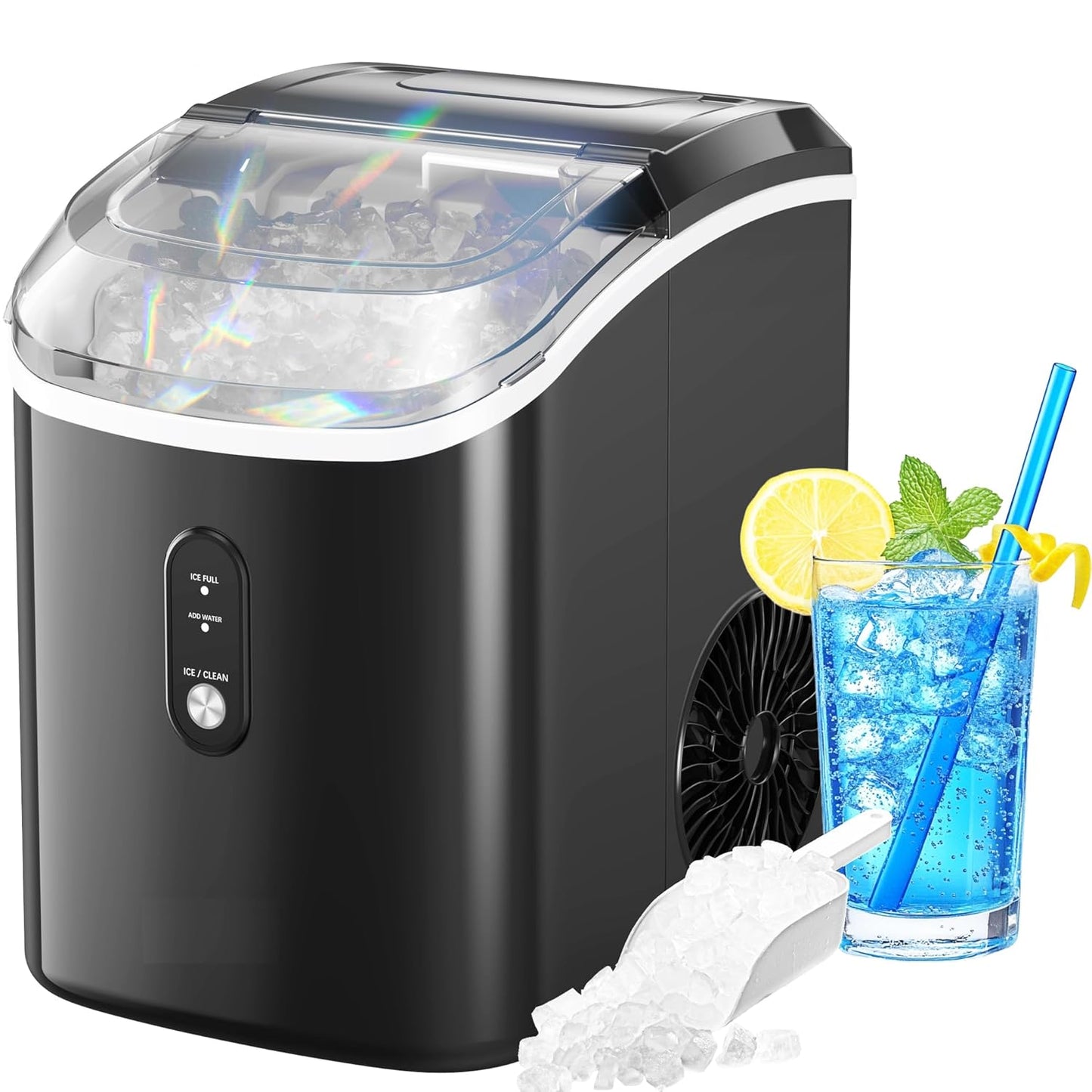 Totnz Nugget Ice Maker: 33lbs Chewable Ice in 24hrs