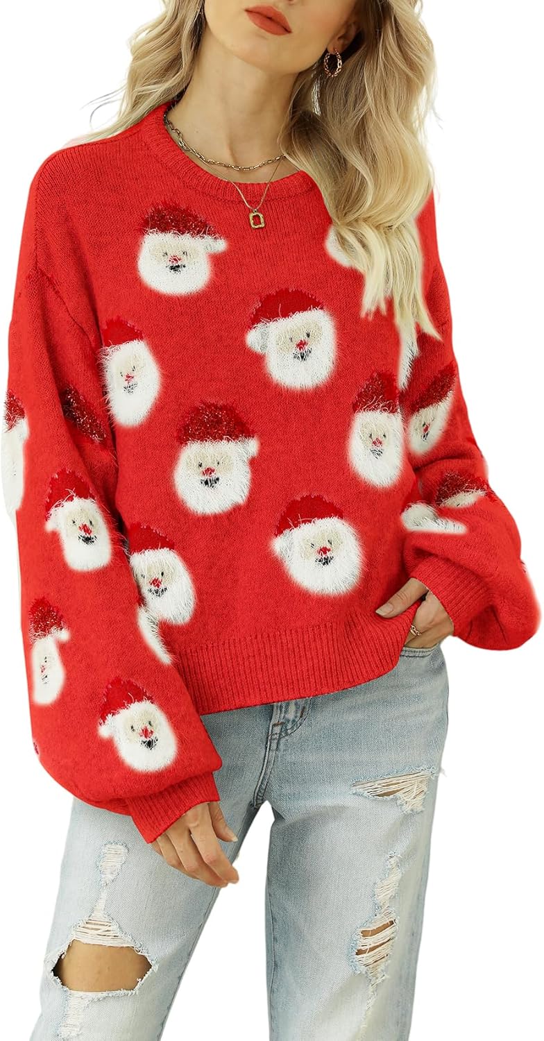 Funny Christmas Santa Sweater for Women - Cozy Holiday Pullover