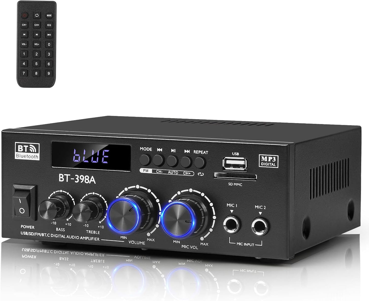Romica Stereo Audio Amplifier: 450W Bluetooth Home Theater Power