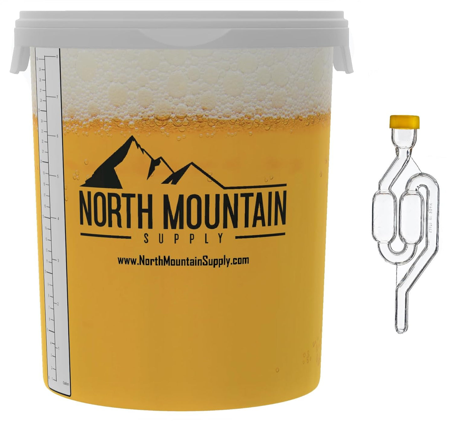 8 Gallon Graduated Fermenting Bucket with Twin Bubble Airlock