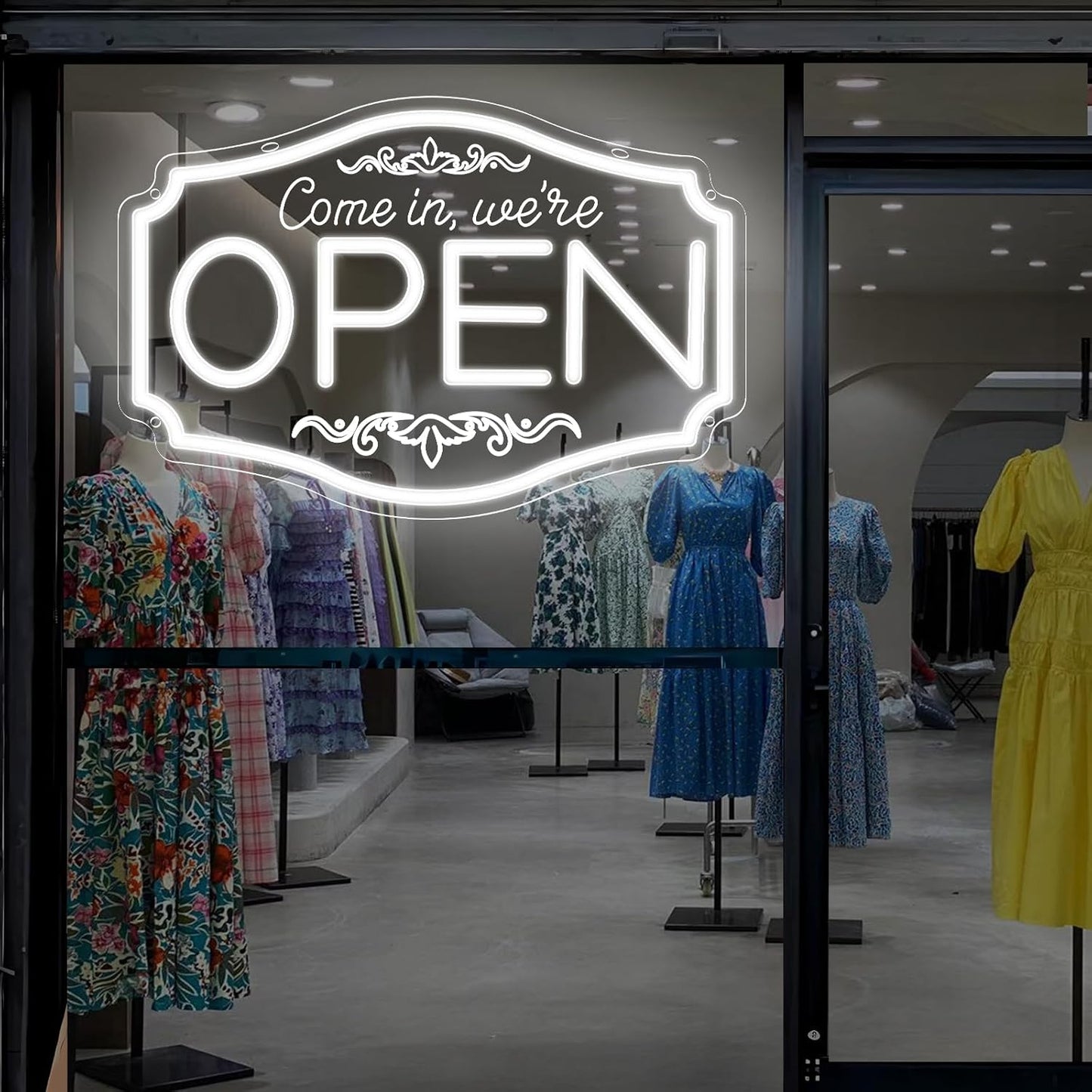 LED Neon Come In We're Open Sign for Business Storefront