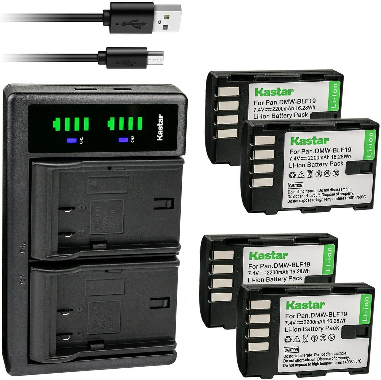 Kastar 4-Pack Battery and USB Charger for Panasonic Lumix Cameras