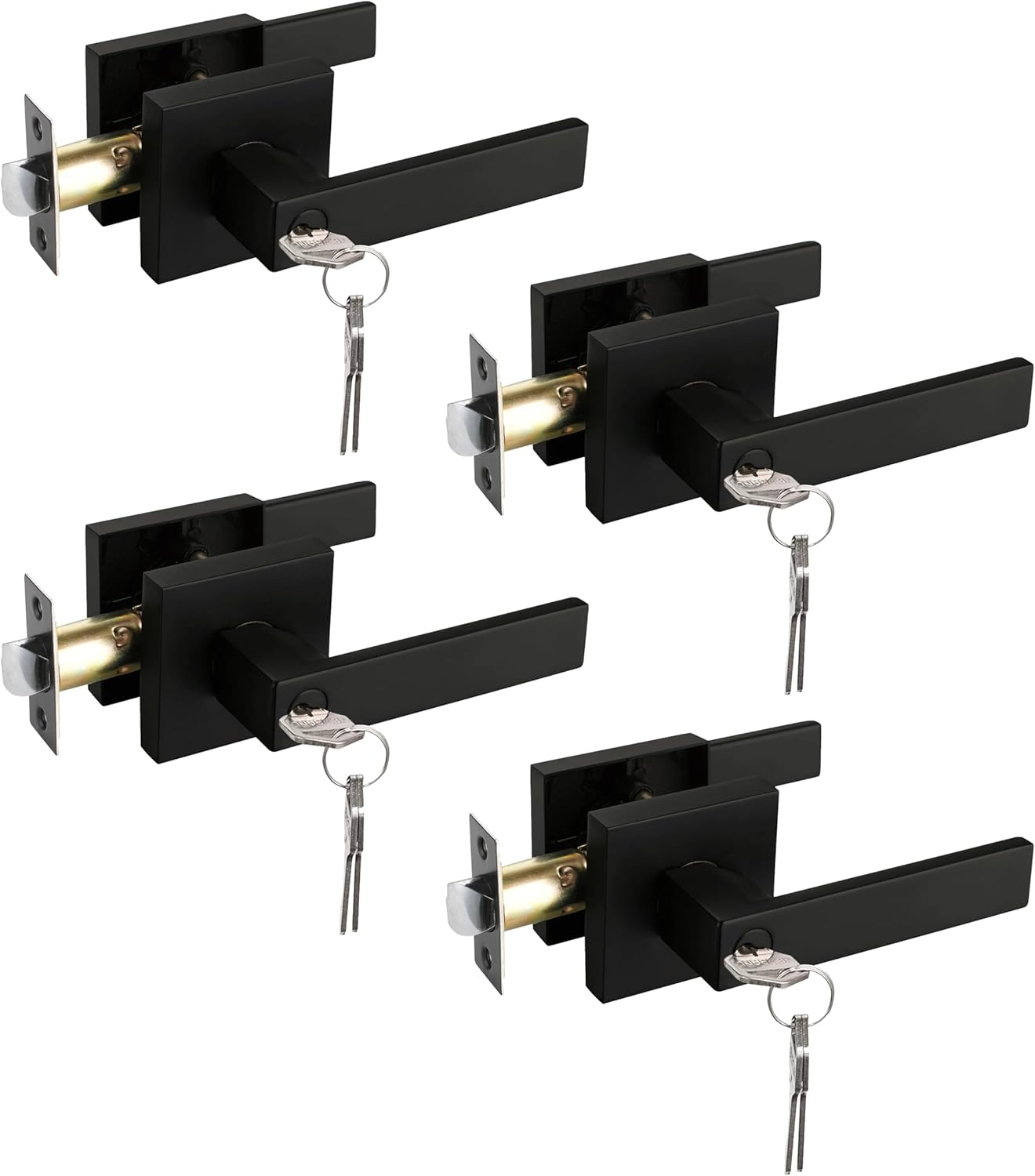 Keyed Entry Solid Door Lever with Matte Black Finish for Security
