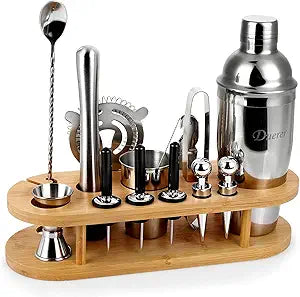 Duerer 23-Piece Cocktail Kit with Bamboo Stand for Home Bars