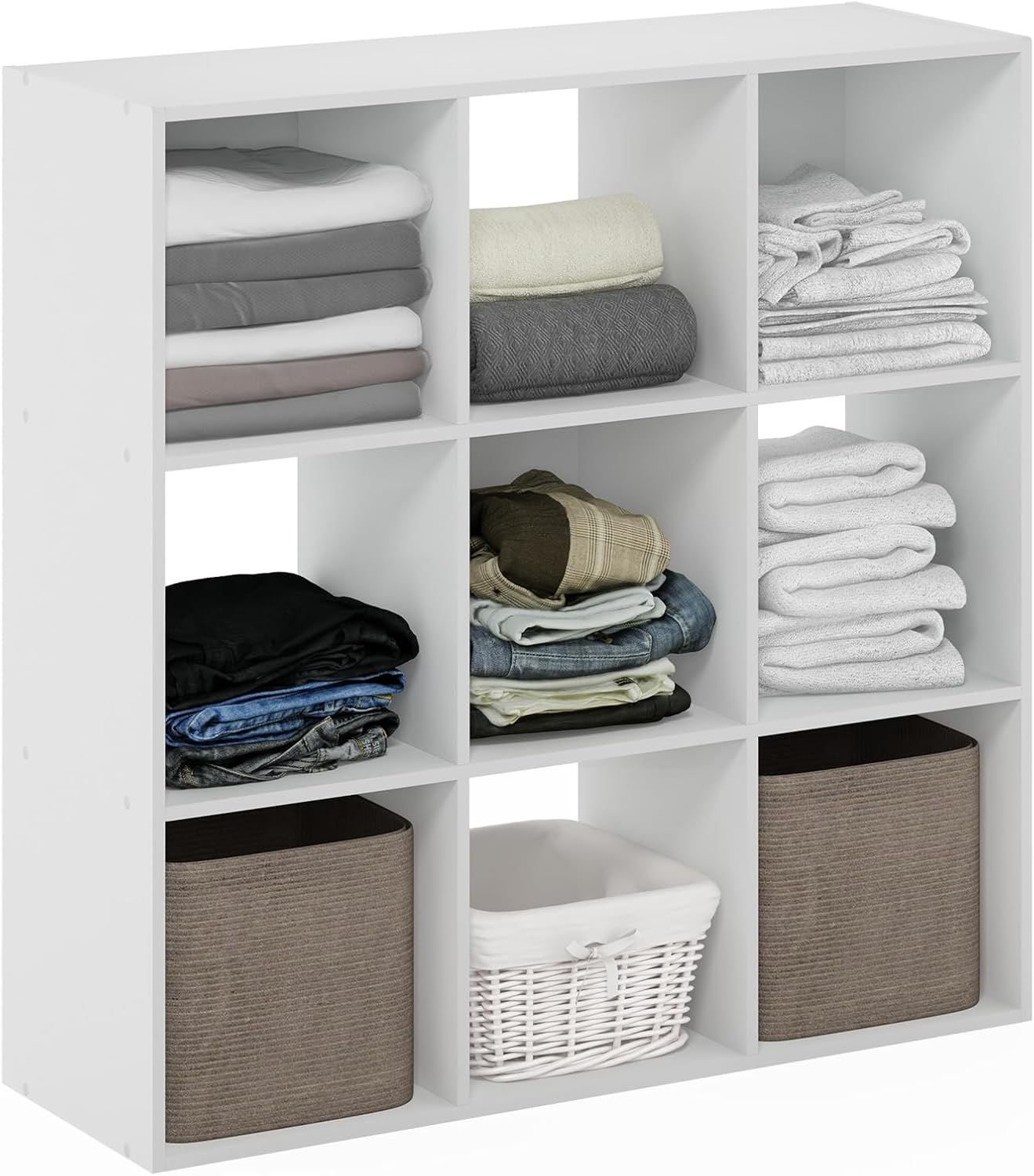 Furinno Pelli Cubic 9-Cube Storage Organizer for Clothing