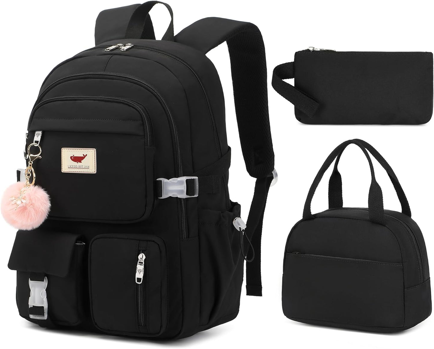 Laptop Backpack 15.6 Inch Set with Lunch Box & Pencil Pouch