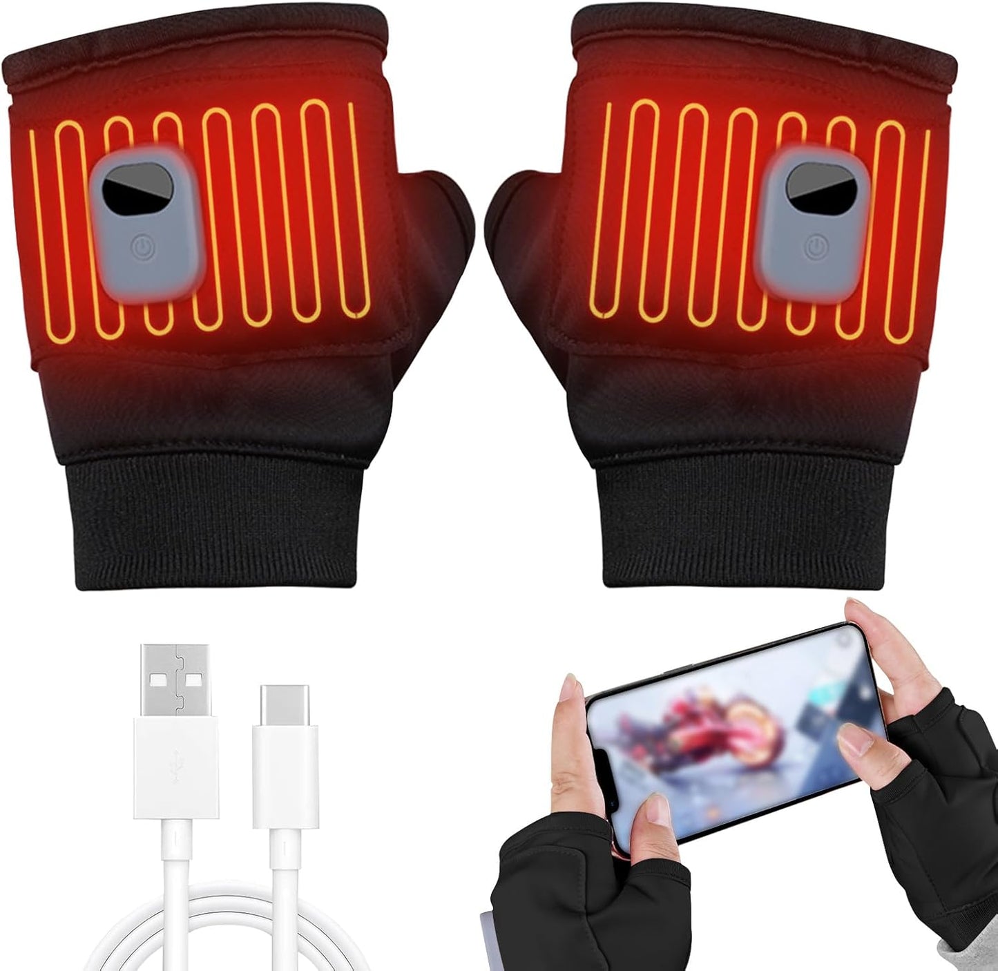 Fingerless Heated Gloves - Stay Warm Anywhere!