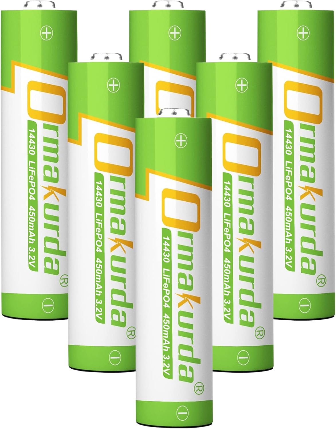 High Capacity 14430 LiFePO4 Battery - 6 Pack