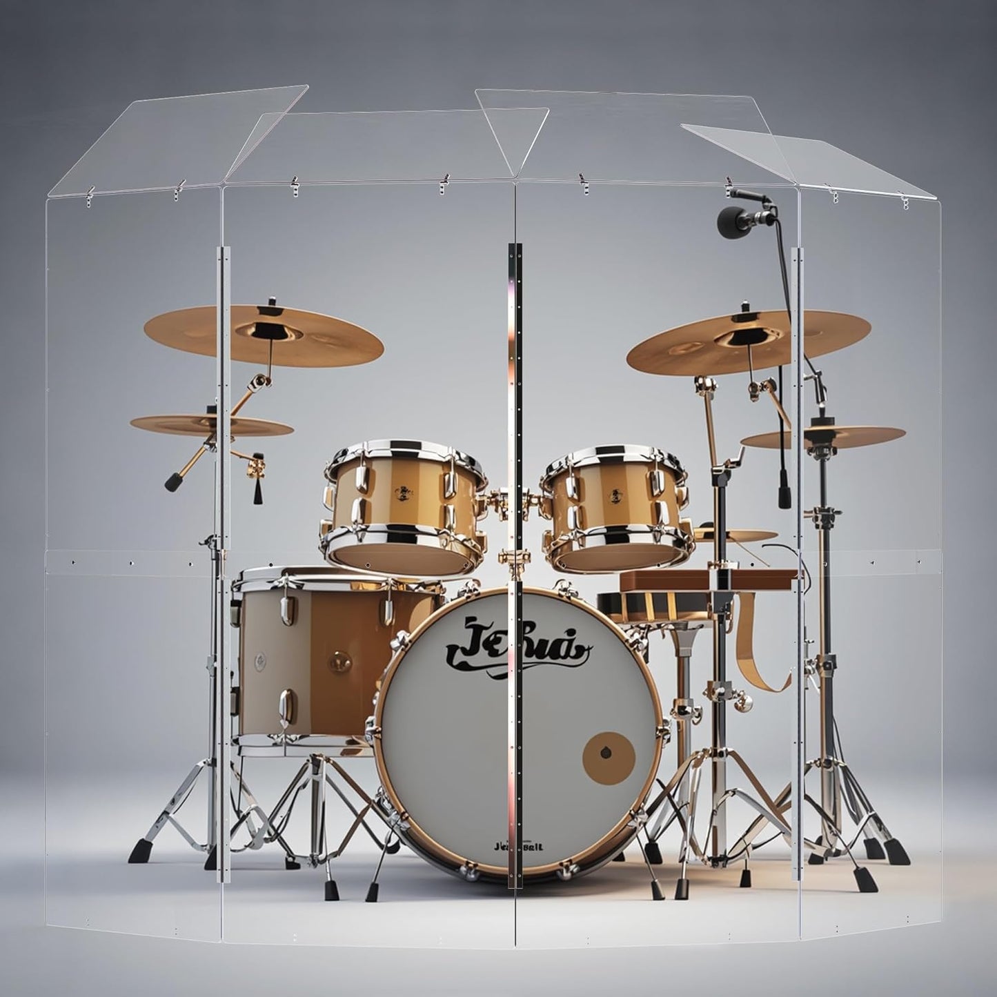 Portable Drum Shield with Deflectors for Home and Church Use