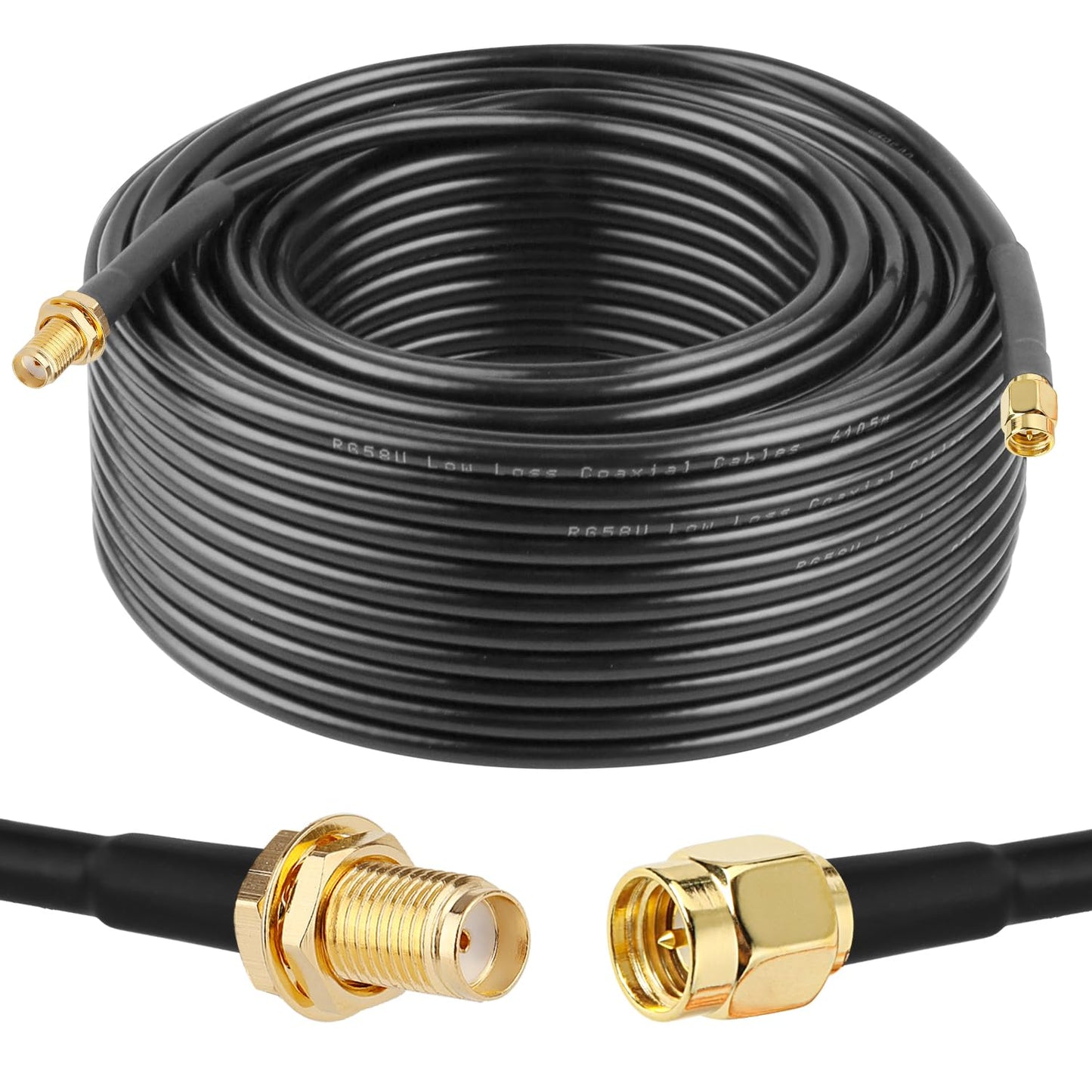 100 FT RG58 SMA Extension Cable for SDR Antenna and Radio