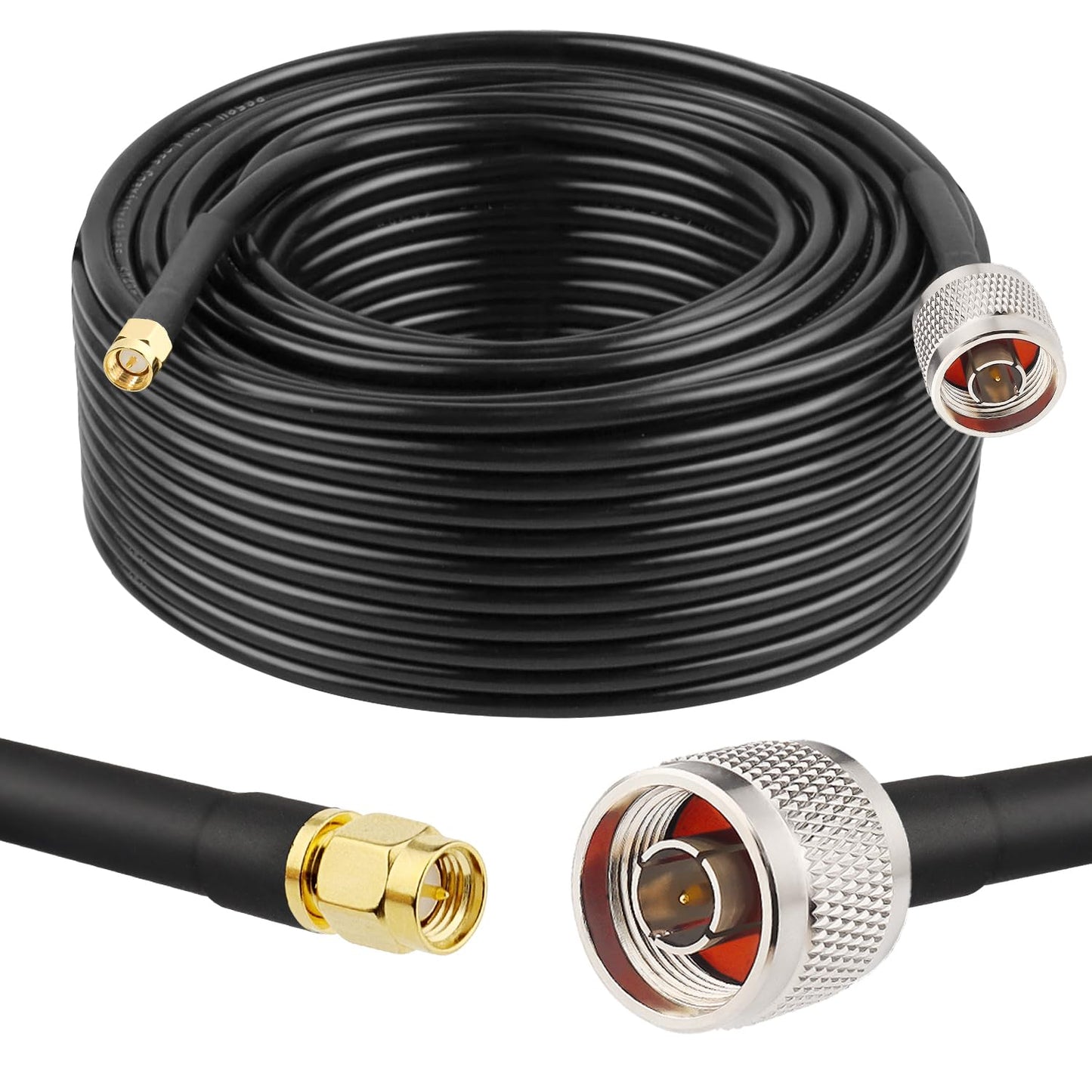 MOOKEER RG58 N Male to SMA Male Cable - 100FT Low Loss Signal
