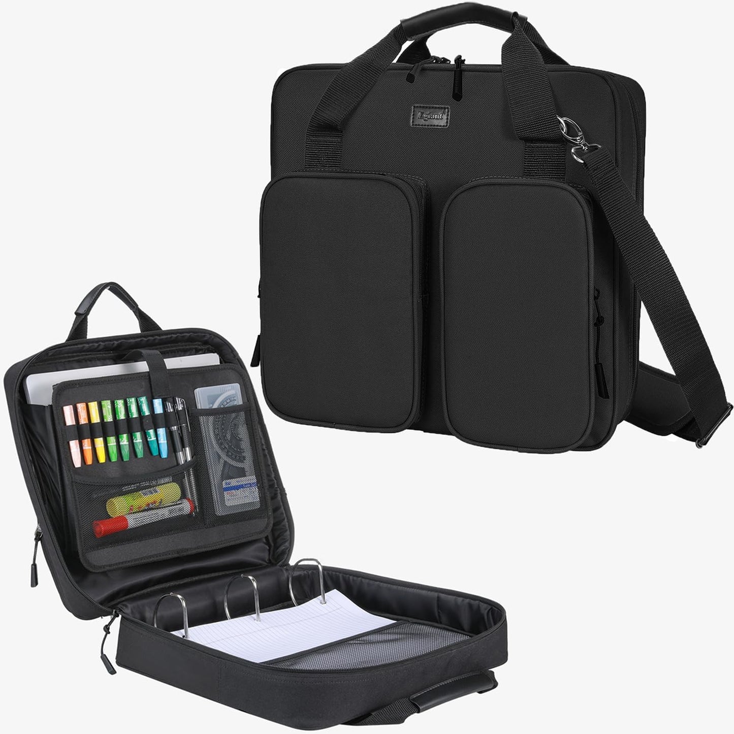 3 Inch Zipper Binder with Shoulder Strap & Multi-Pocket Design