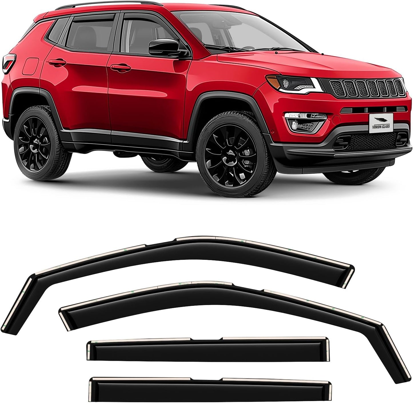 Voron Glass Extra Durable Rain Guards for Jeep Compass 2017-2024