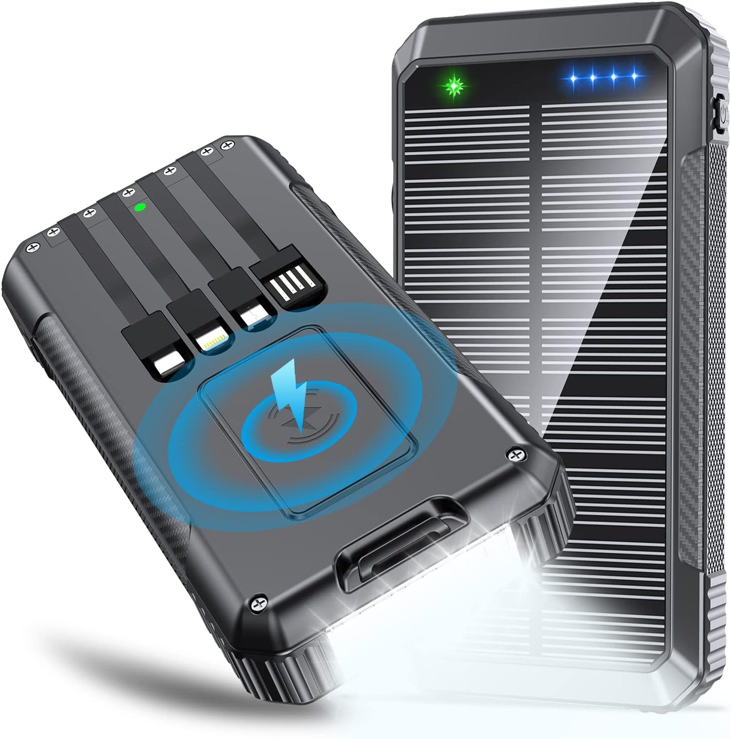 High-capacity Solar Power Bank - Fast Charge, Multiple Outputs/Inputs