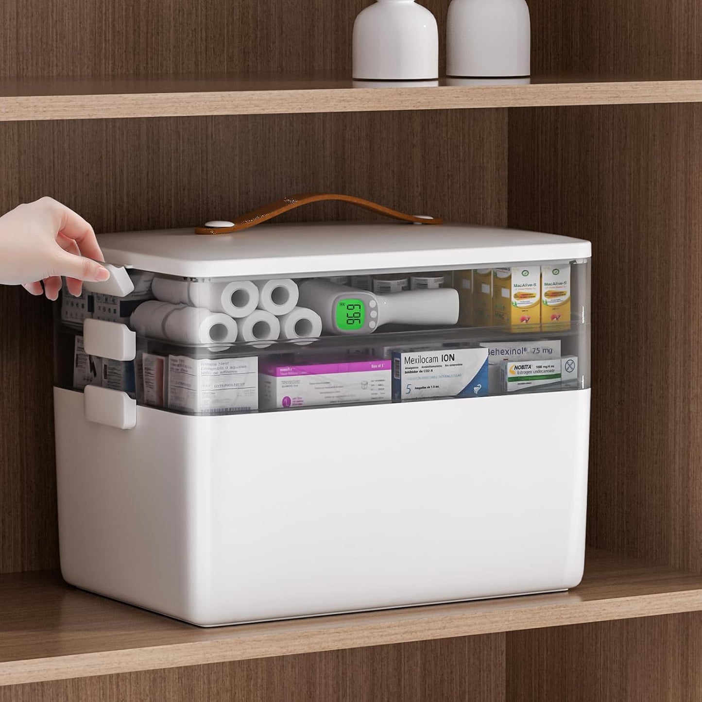 Portable 3 Tier Medicine Storage Box Organizer for First Aid