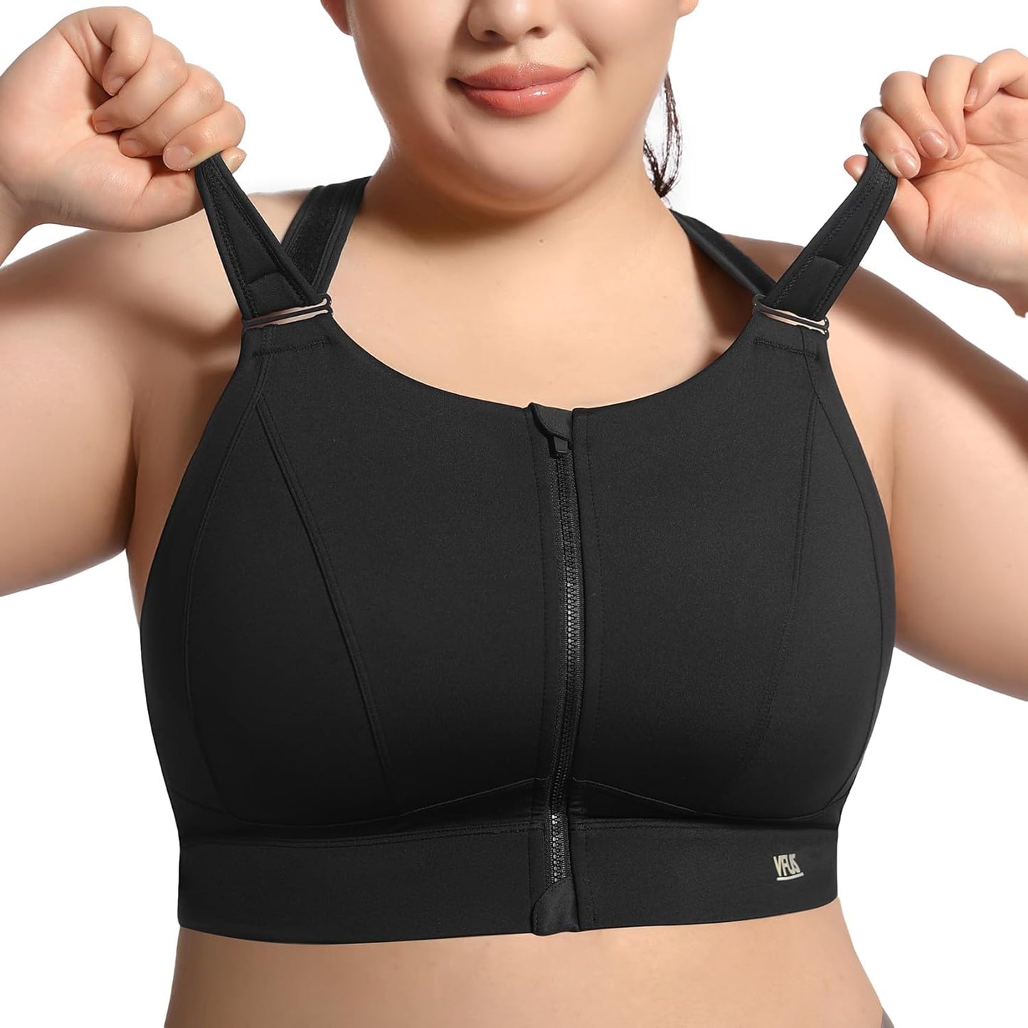 High Impact Sports Bras for Women with Adjustable Zip Front