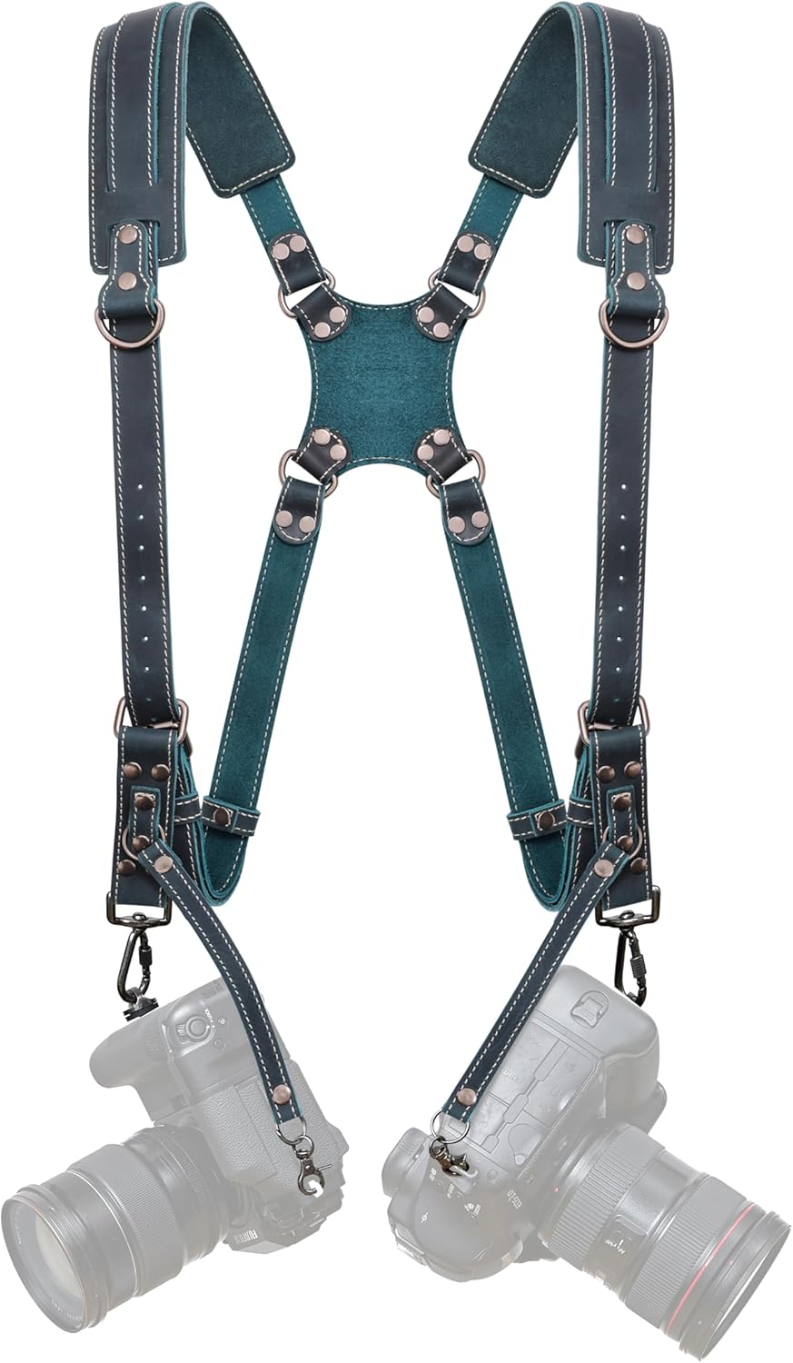 Dual Camera Harness Strap for Photographers - Full Grain Leather