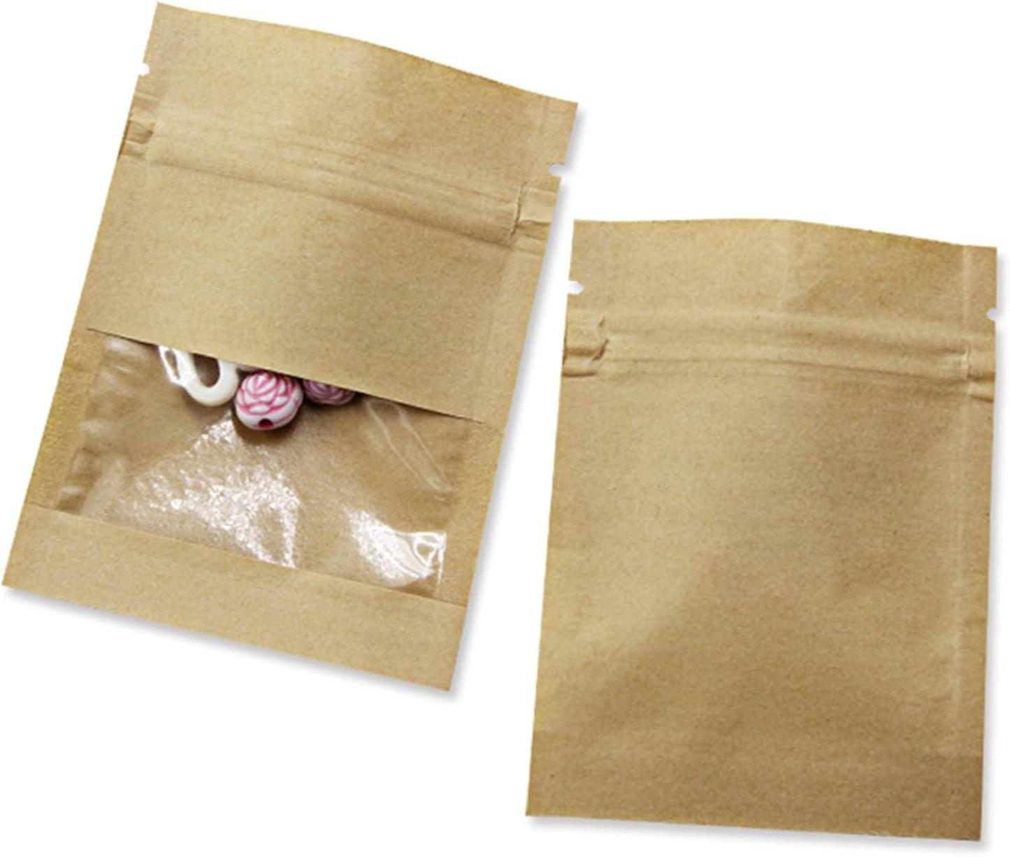 PABCK 500 Pack Clear Window Brown Kraft Paper Seed Packets