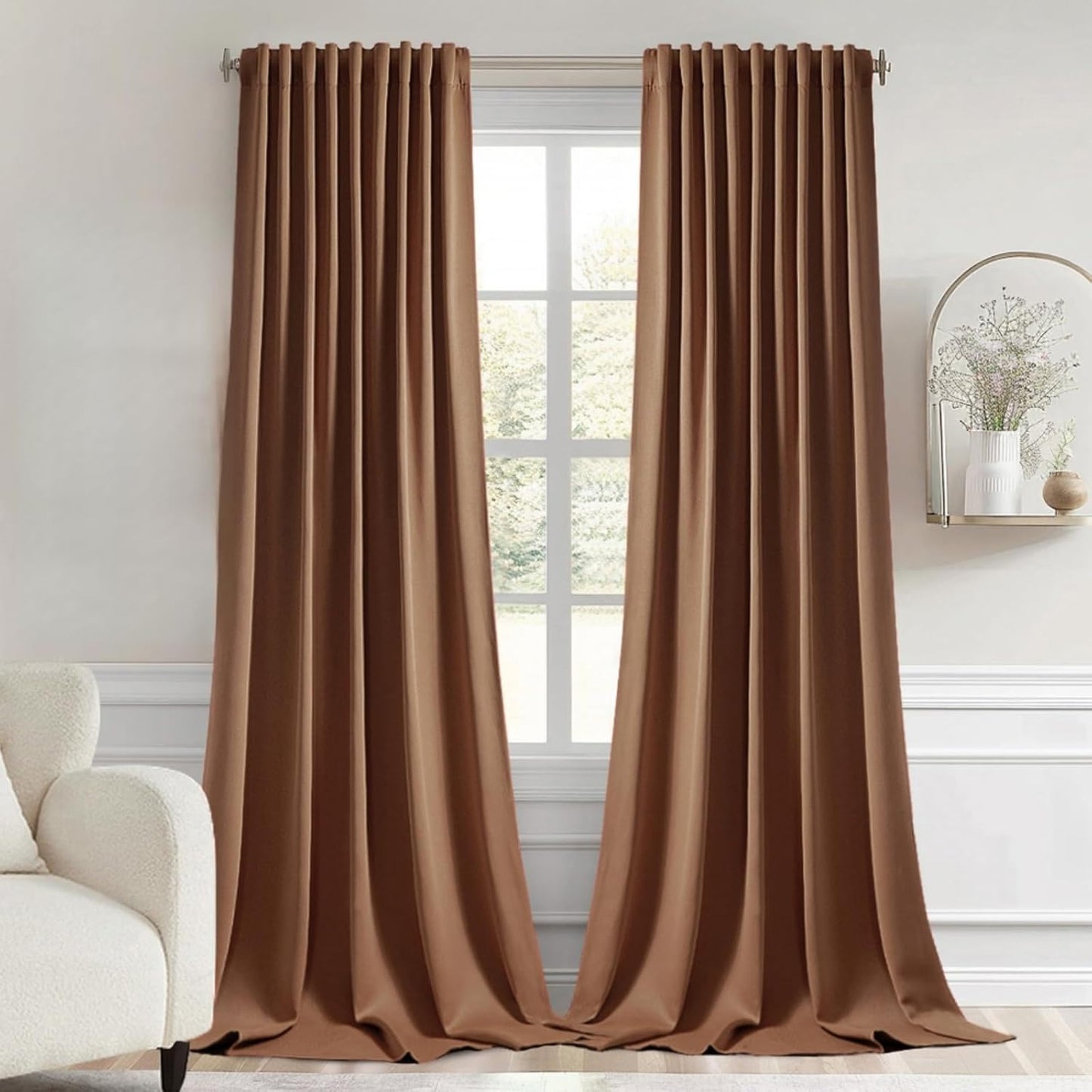 MIULEE Back Tab Blackout Curtains 102 Inch Long for Modern Homes
