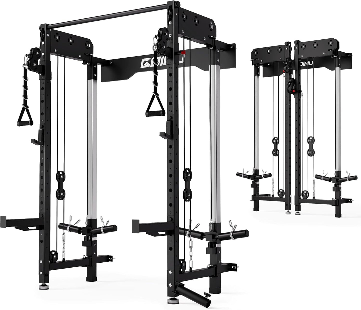 Goimu Folding Squat Rack with Dual Pulley System