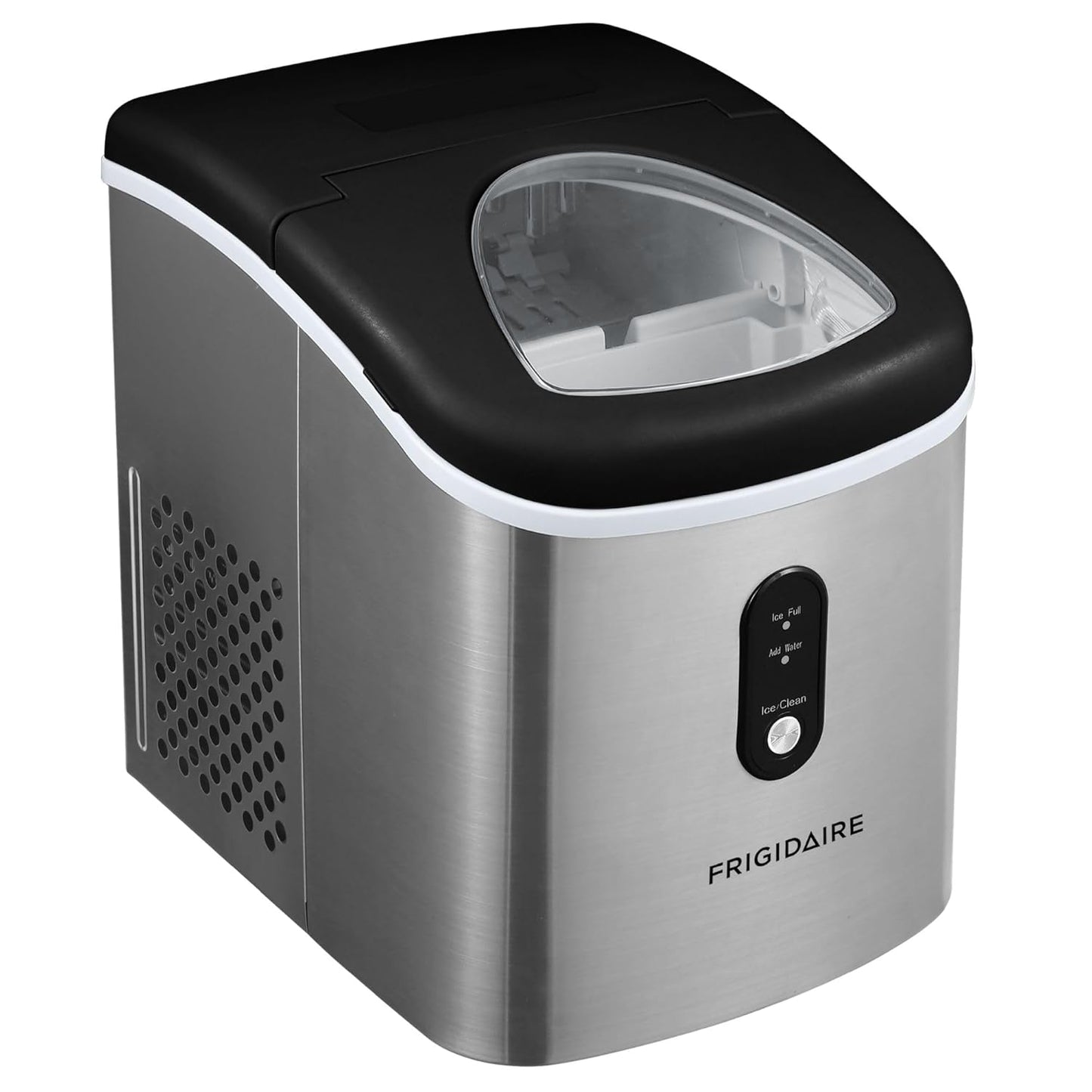 Frigidaire Stainless Steel Ice Maker: Makes 26 lbs Clear Ice Daily