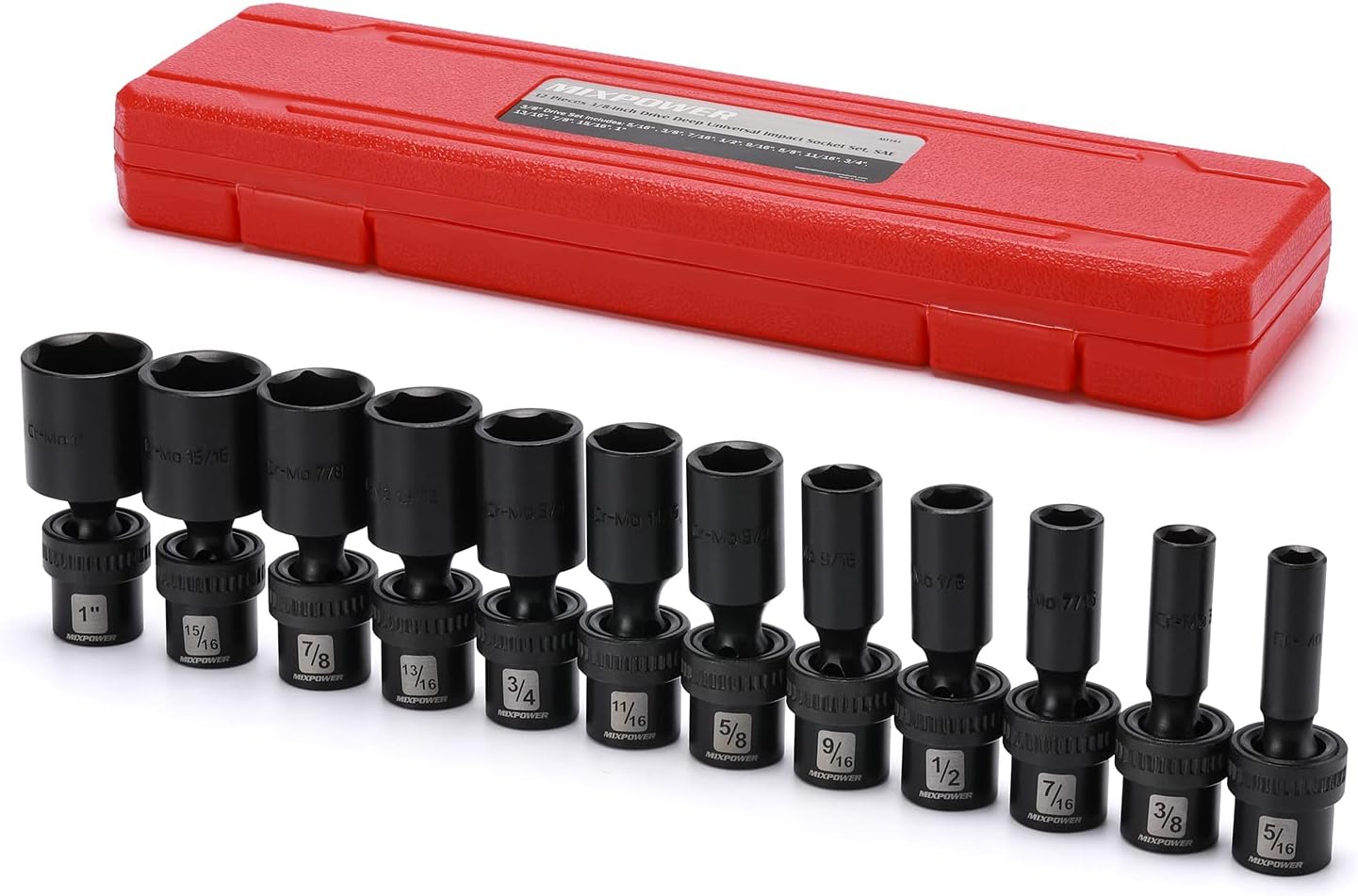 MIXPOWER 3/8 Drive Deep Impact Universal Joint Swivel Socket Set