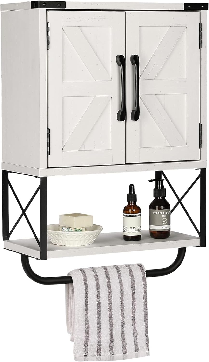 RUSTOWN Farmhouse Rustic Medicine Cabinet with Barn Doors