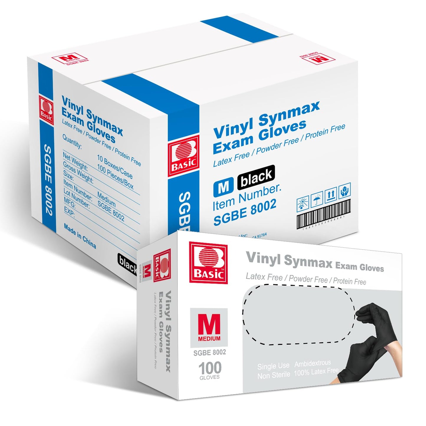 Basic Disposable Medical Synmax Vinyl Exam Gloves - 1000pcs