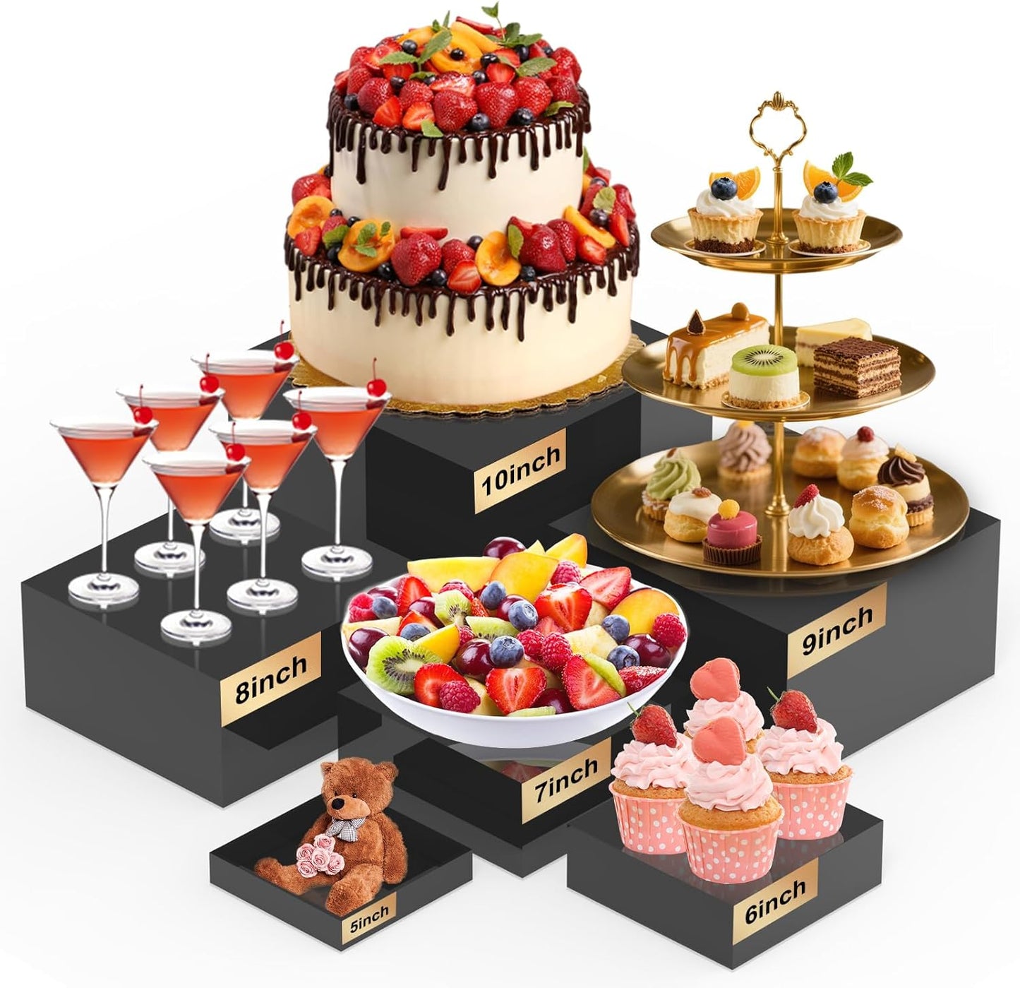 Buffet Risers Set of 6 Food Display Stands for Elegant Parties