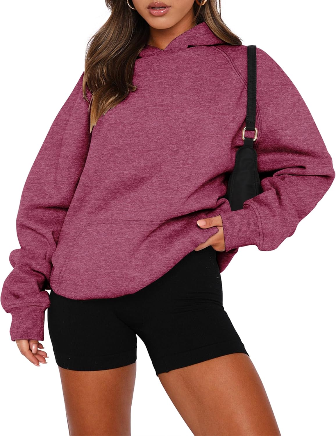 onlypuff Women Pullover Sweatshirt with Kangaroo Pocket Style