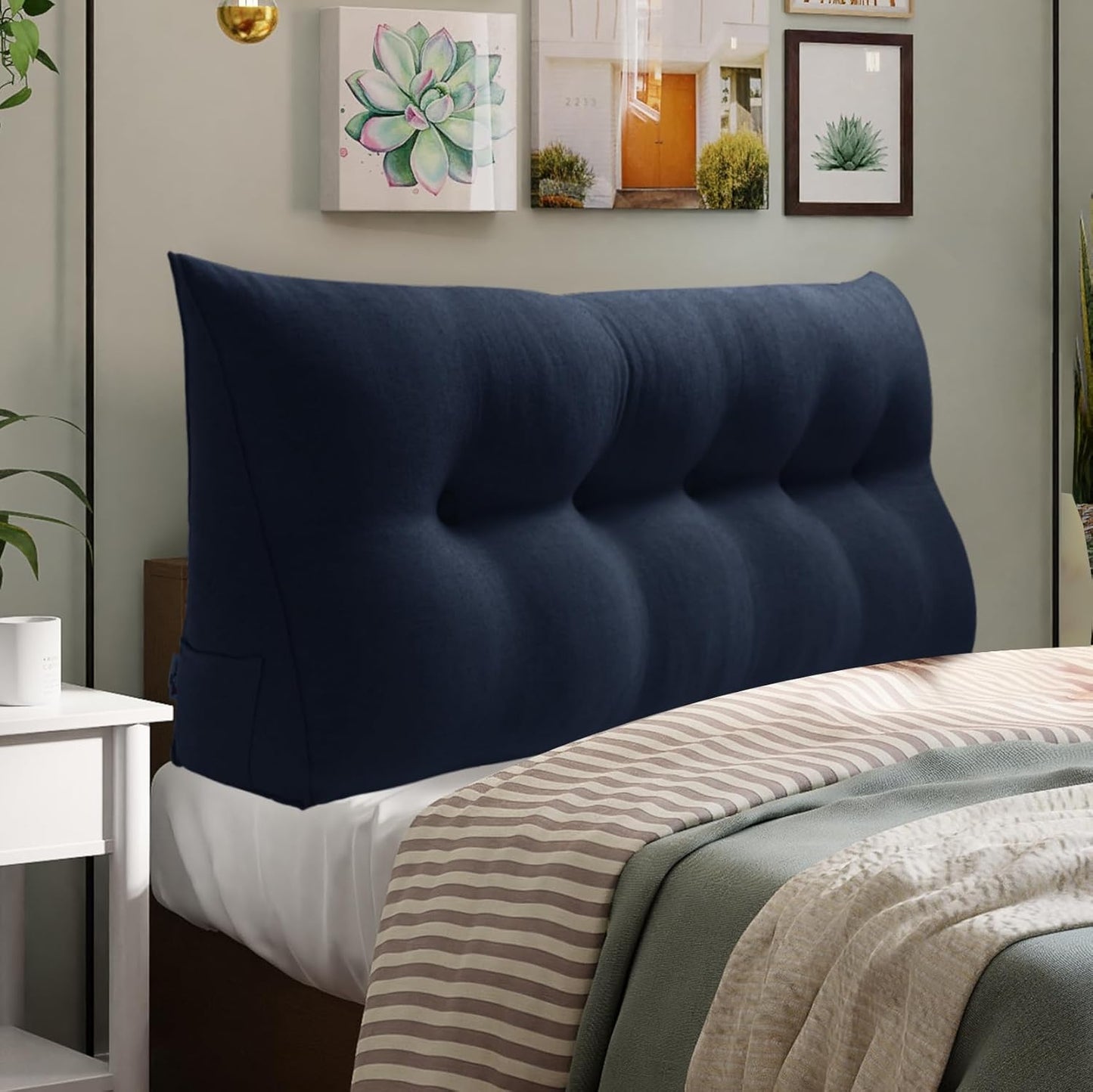 WOWMAX Headboard Pillow Queen Triangular Bed Wedge Pillow