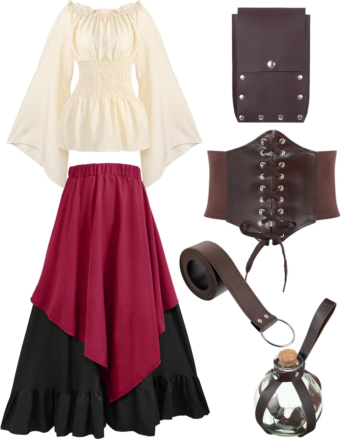 Medieval Renaissance Dress Costume for Women with Accessories