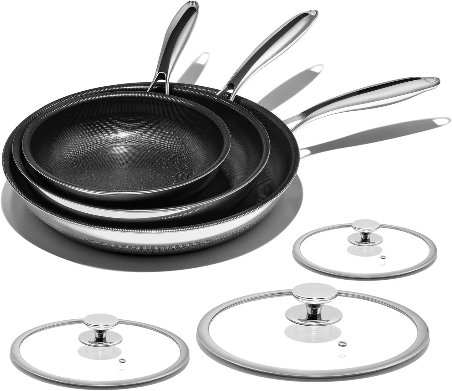 Nonstick Frying Pan Set with Titanium Ceramic Skillet Features