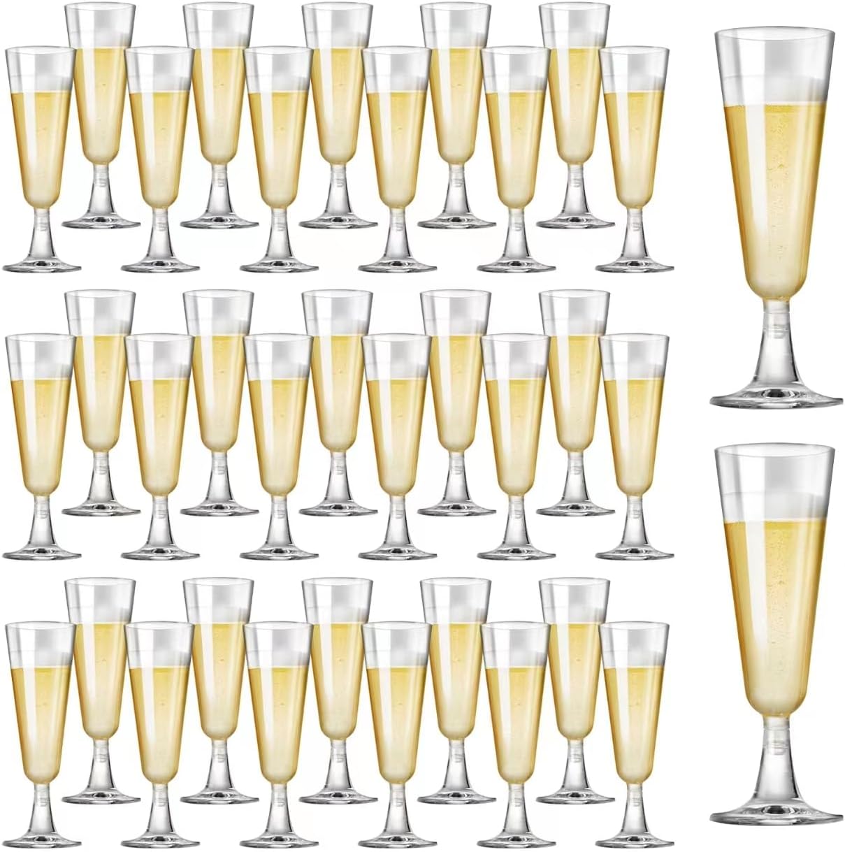 40 Pack Disposable Plastic Champagne Flutes - Elegant Toasting Cups