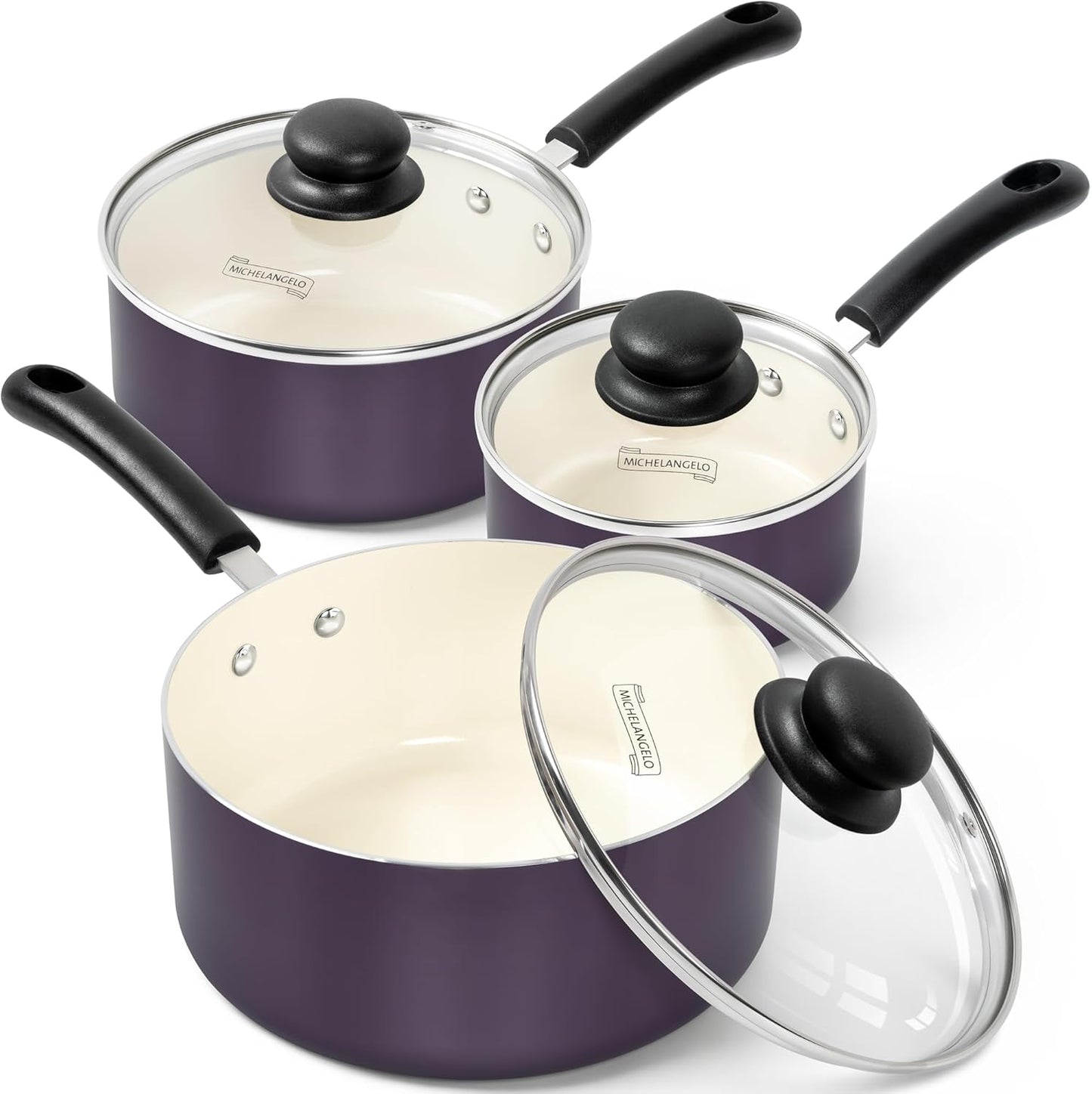 MICHELANGELO Nonstick Sauce Pan Set - Safe & Versatile Cooking