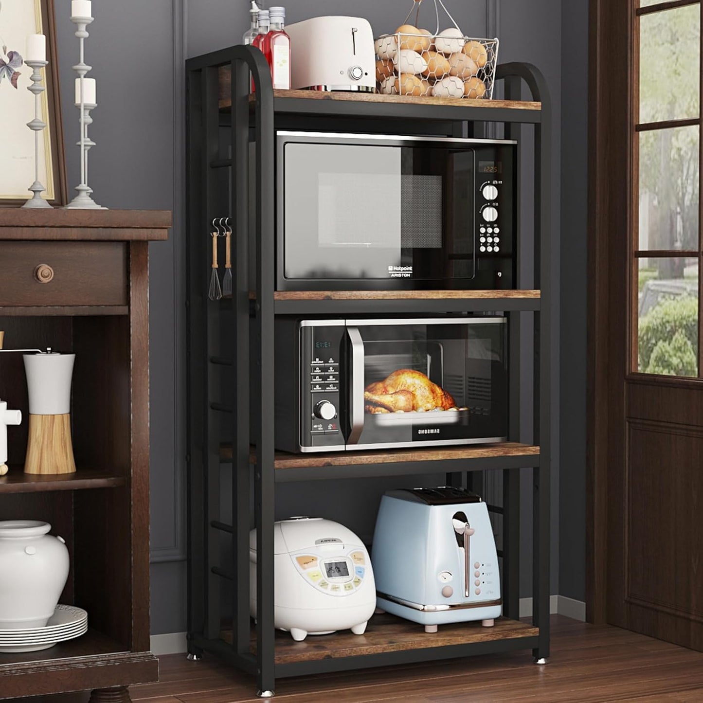 4-Tier Microwave Stand with Adjustable Shelves