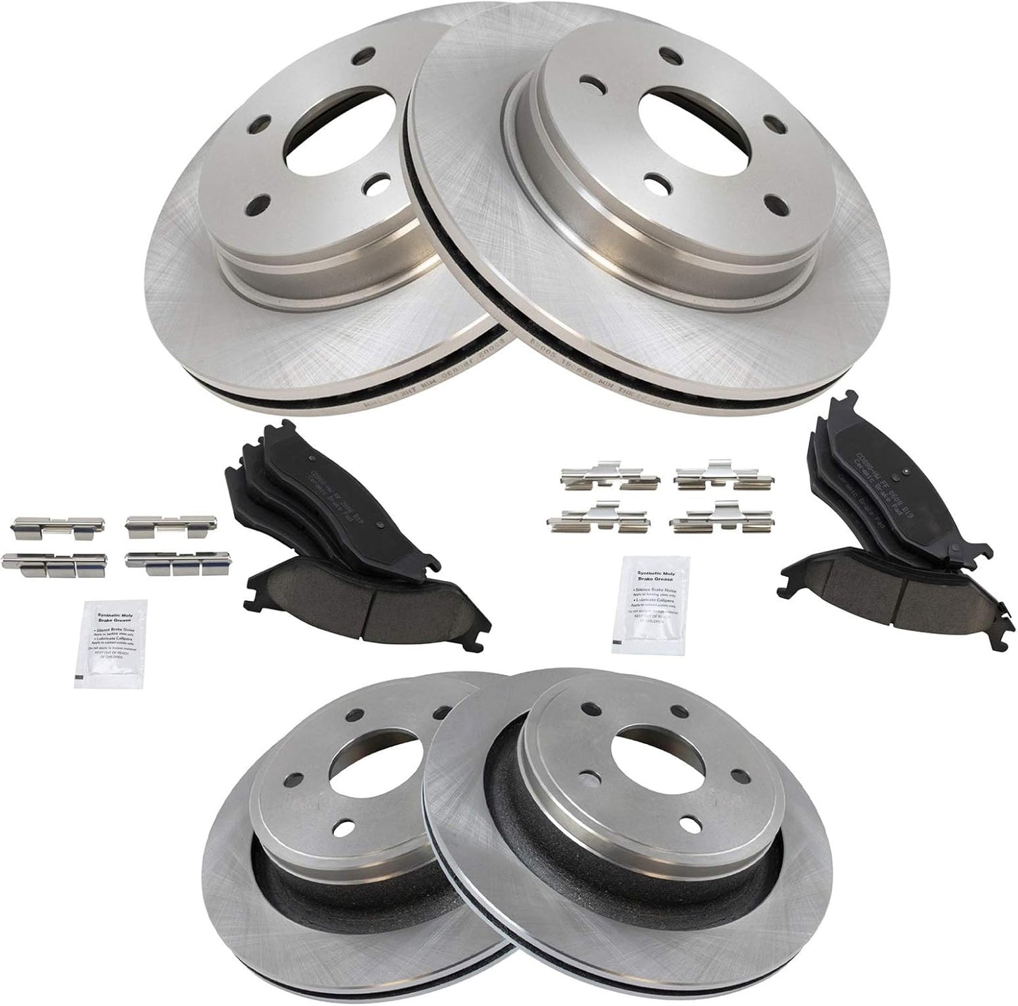 TRQ Front and Rear Brake Pad & Rotor Kit for Dodge Ram 1500