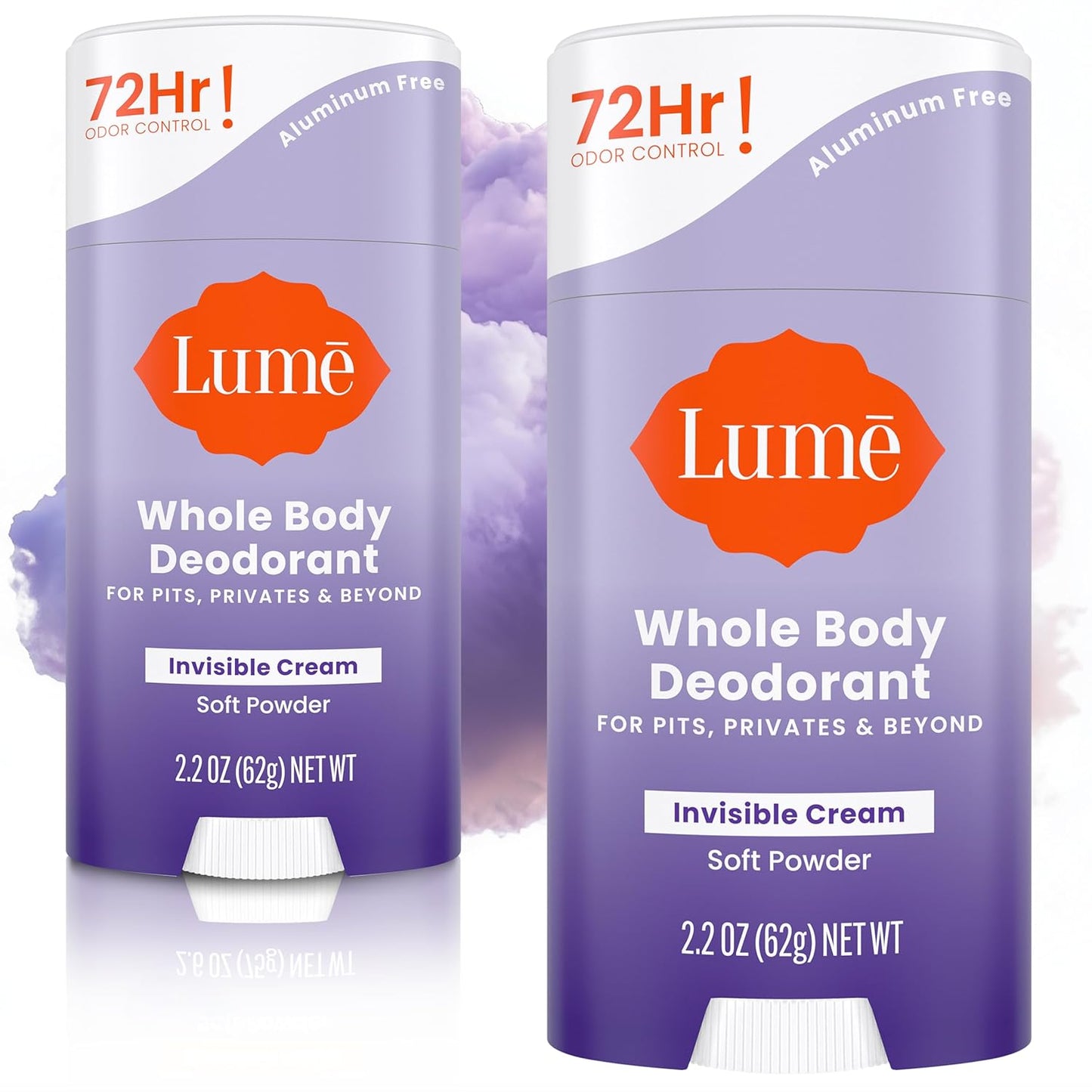 Lume Whole Body Deodorant for 72 Hour Odor Control - 2 Pack