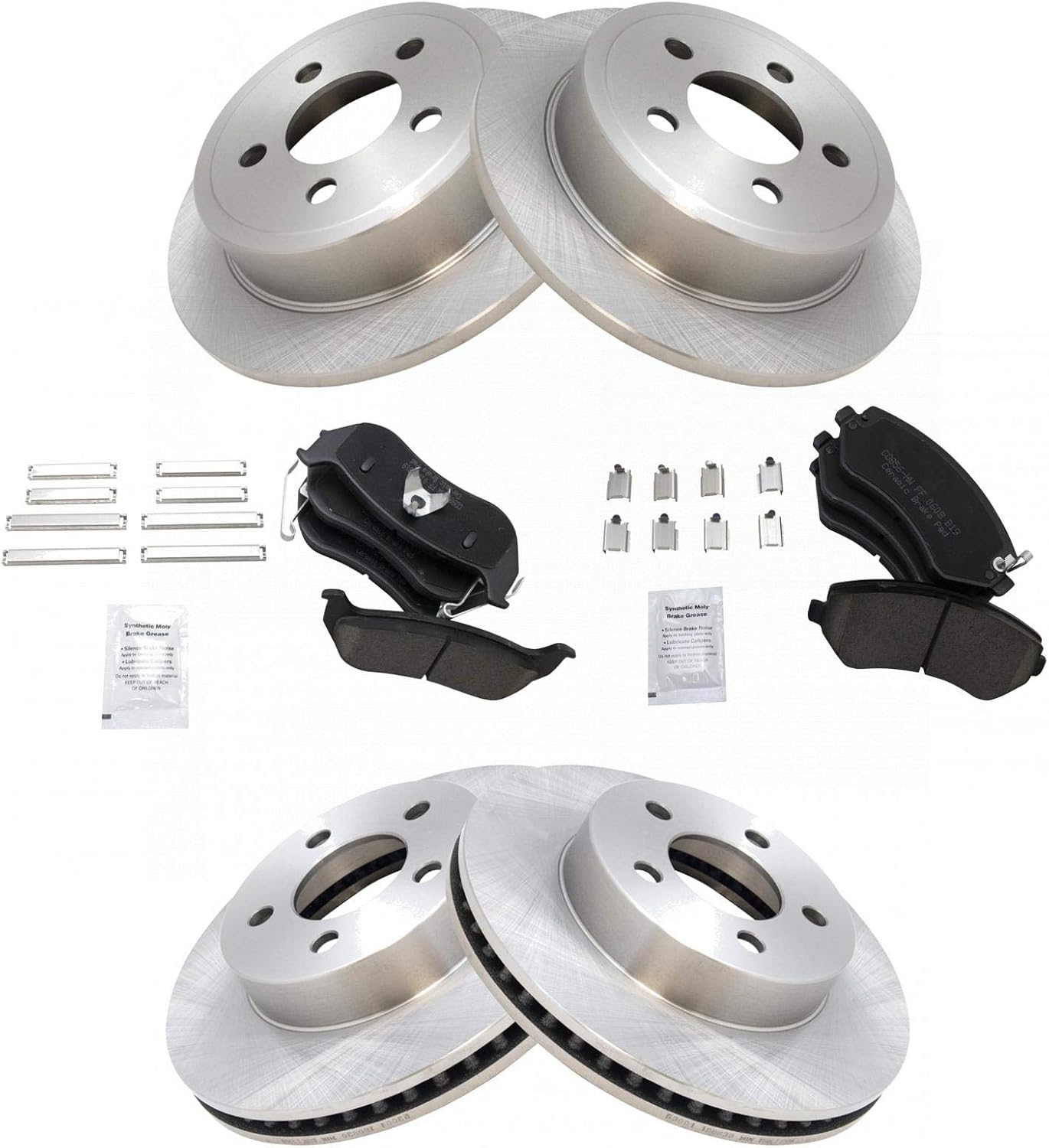 TRQ Front and Rear Brake Pad & Rotor Kit for Jeep Liberty