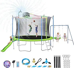 12 14FT Trampoline with Slide and Swings for Outdoor Fun