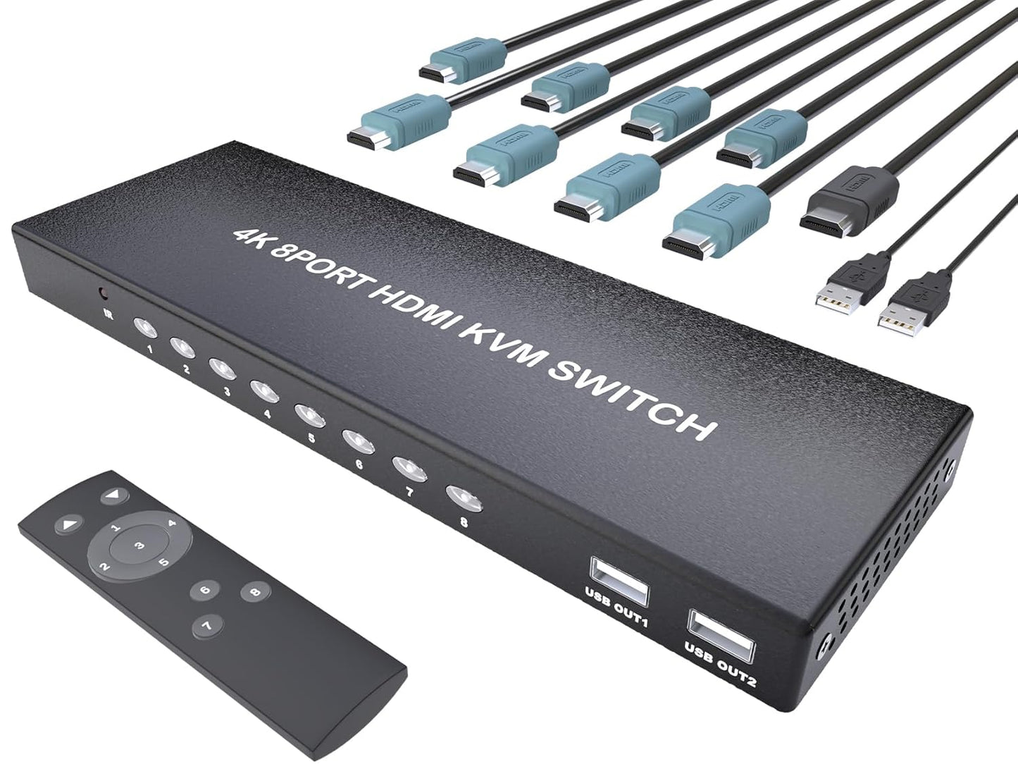 KVM Switch HDMI 8 Port with Remote for 4K@60Hz Streaming