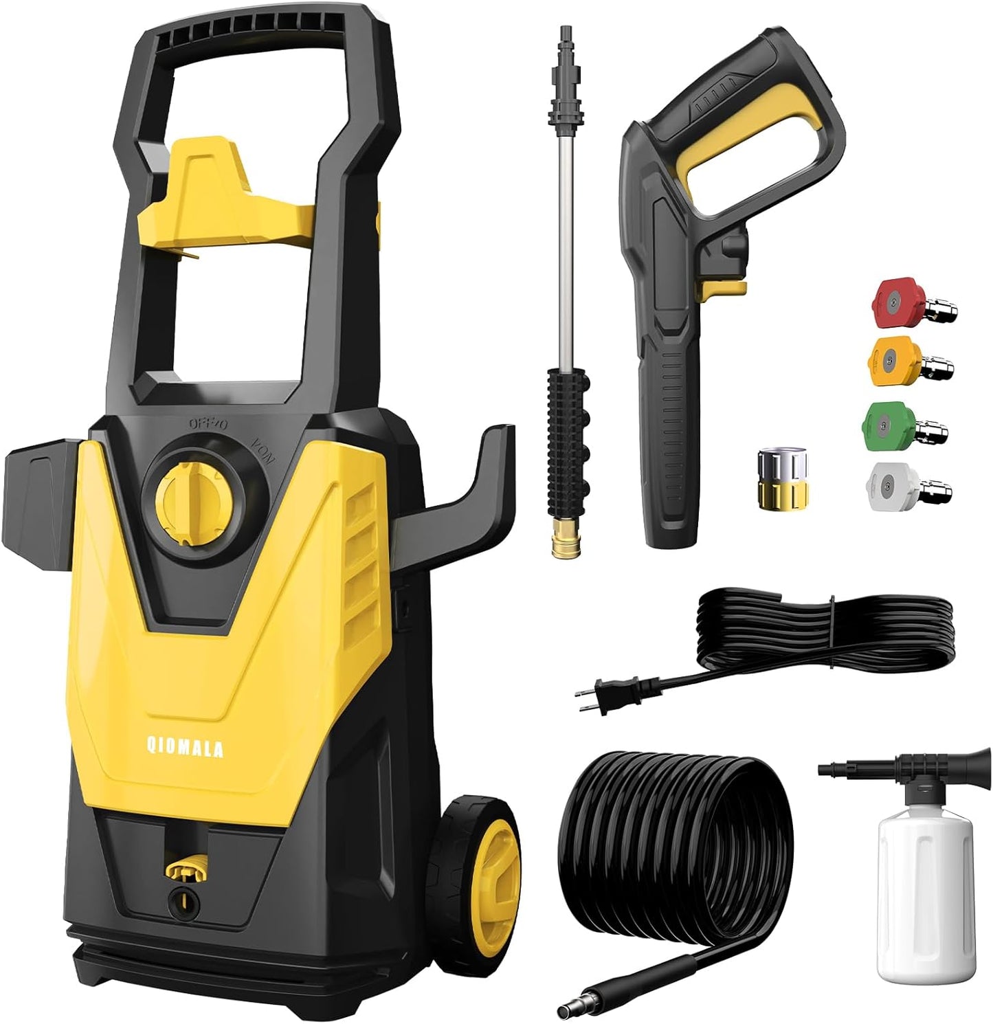 QIOMALA Electric Pressure Washer: 4800 PSI High Power, Foam Cannon, 20FT Hose