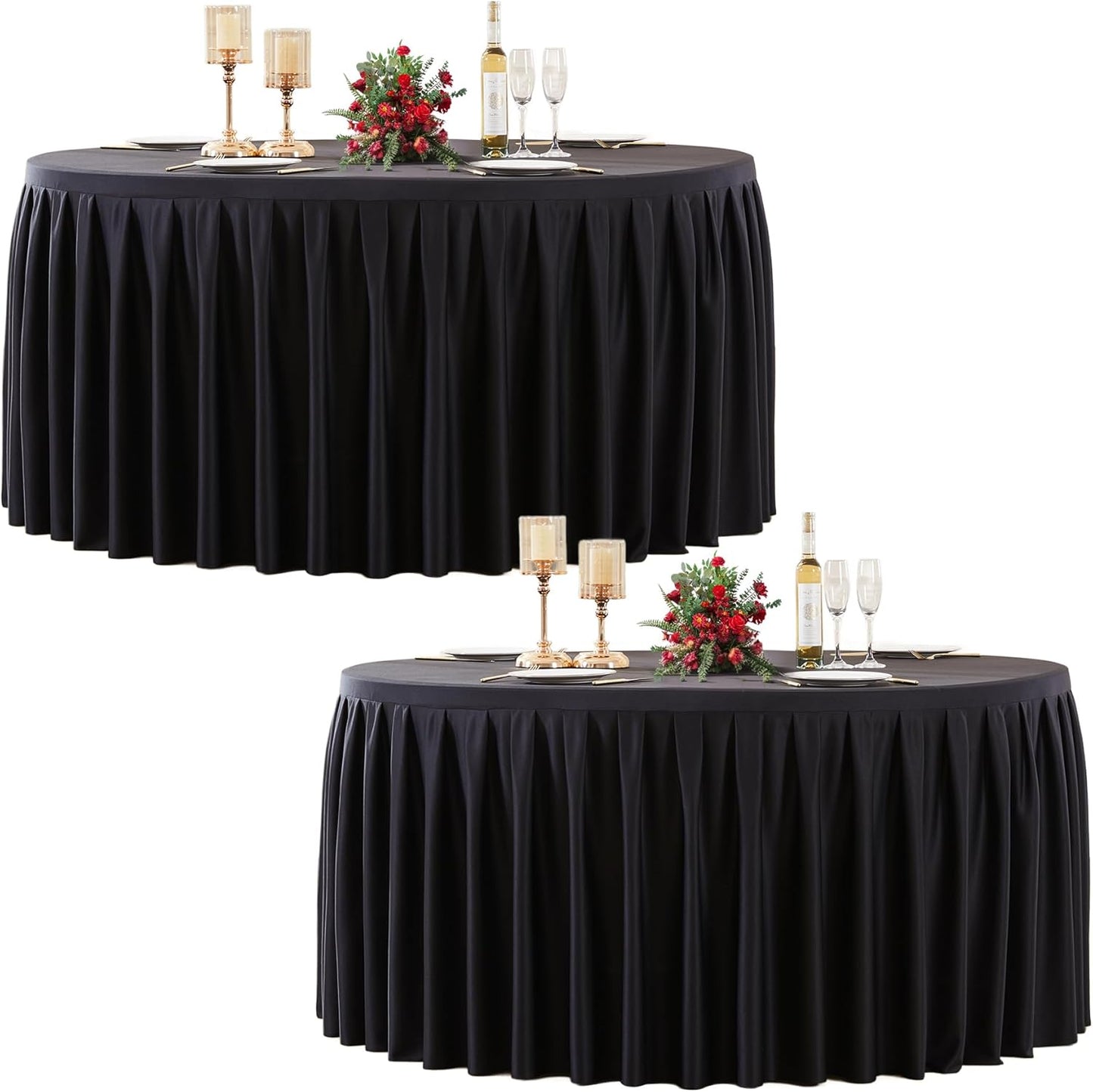 Elegant 60 Inch Black Round Tablecloth for Parties and Events