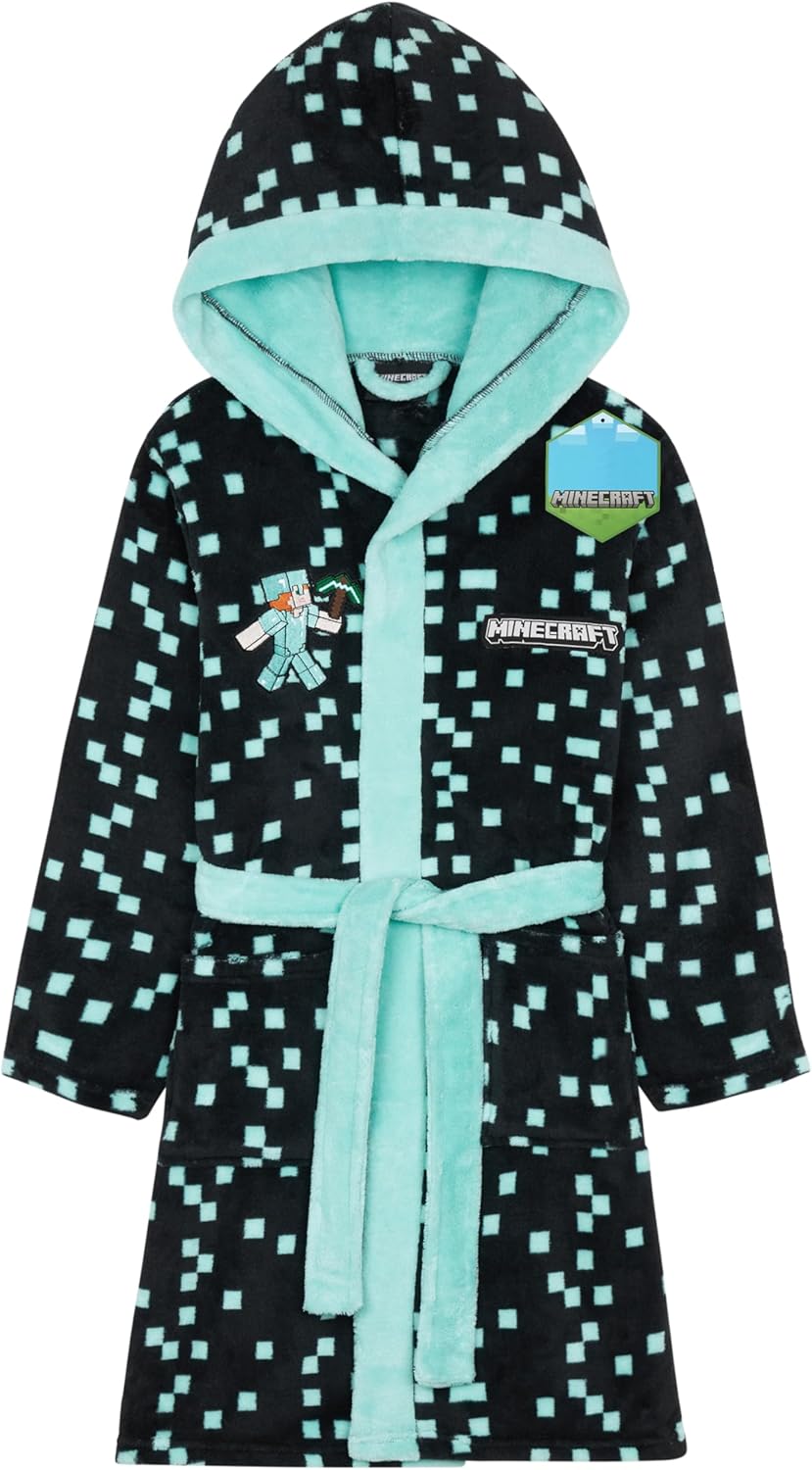 Minecraft Bath Robe for Boys and Teens - Cozy Fleece Loungewear