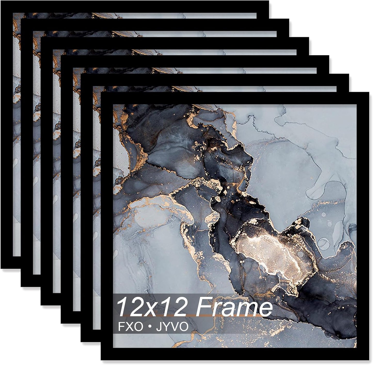 12x12 Frame Set of 6 for Square Pictures - Black Frames